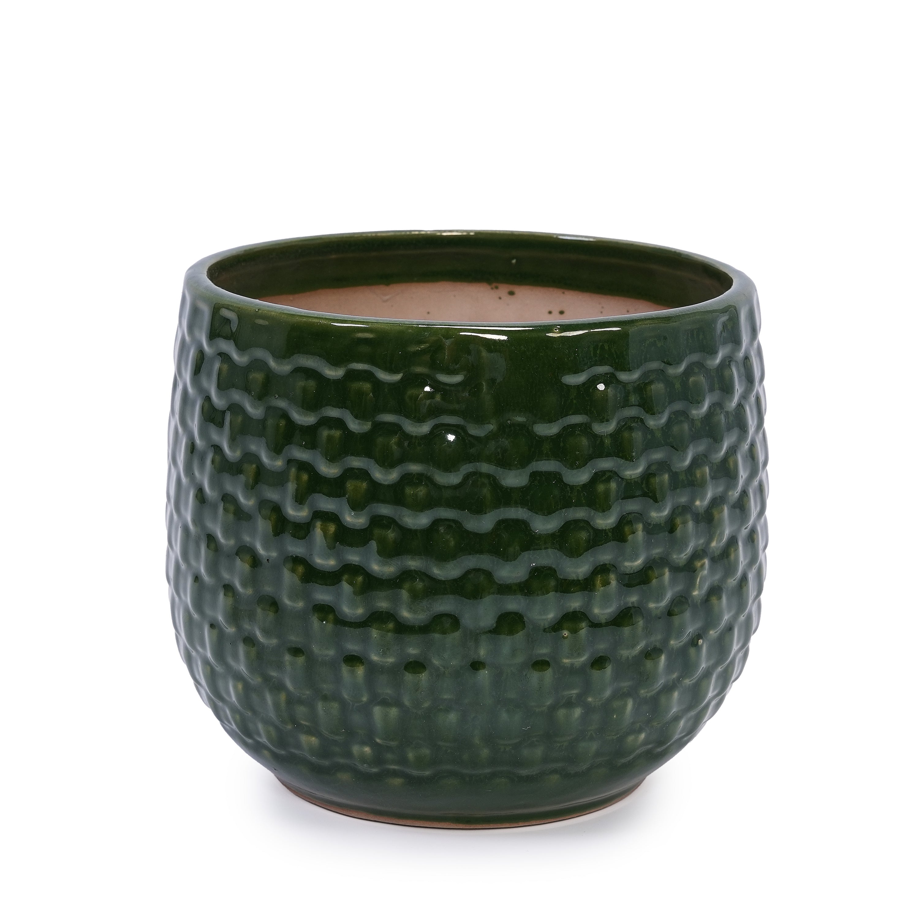 3 Pieces Ceramic Flowerpot, Modern Planter for Patio, Garden or Windowsills - Dark Green