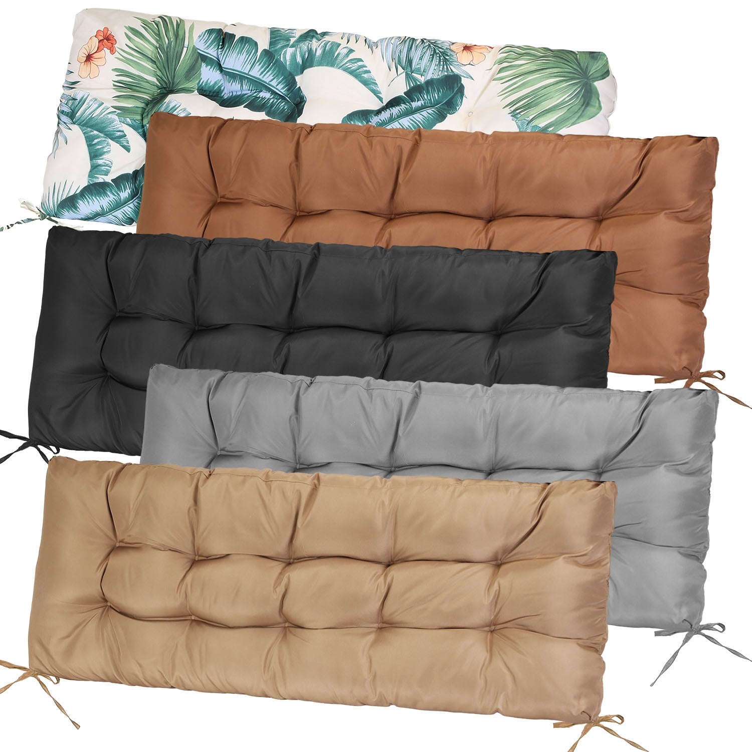 Bench Seat Cushion For Indoor Outdoor Furniture Non Slip Long Chair Cushion with Ties Strap Waterproof Swing Cushion 51.18x19.68IN For Garden Patio Ba