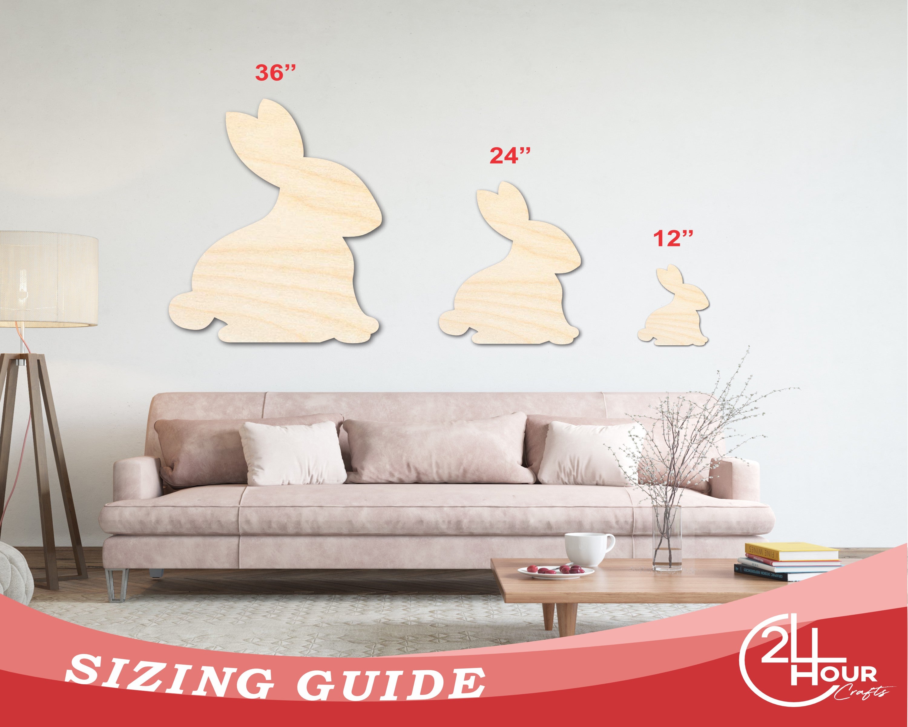 Unfinished Wood Bunny Shape - Garden Bunny Craft - up to 46" DIY