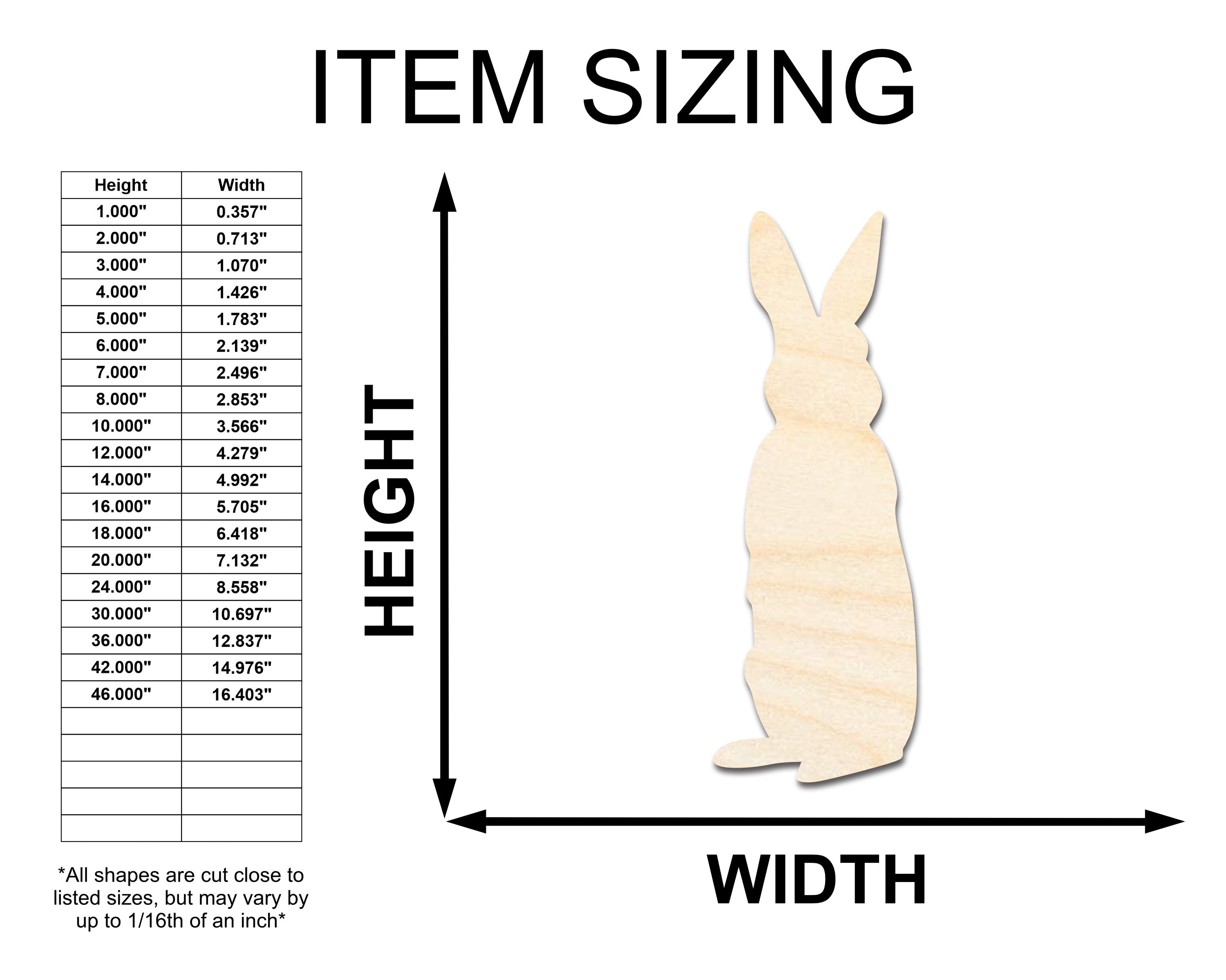 Unfinished Wood Standing Bunny Shape - Easter Spring Garden Craft - up to 46" DIY