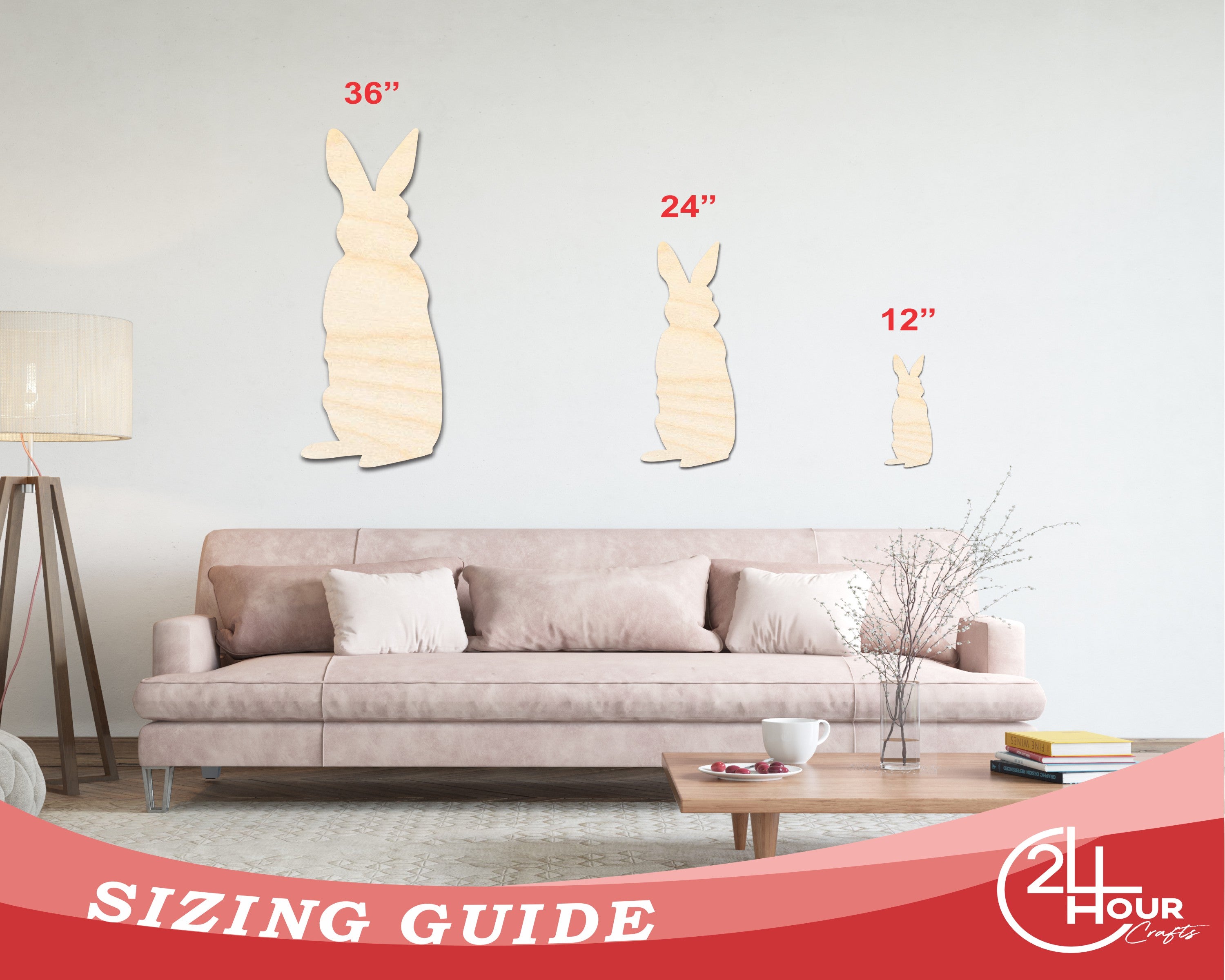 Unfinished Wood Standing Bunny Shape - Easter Spring Garden Craft - up to 46" DIY