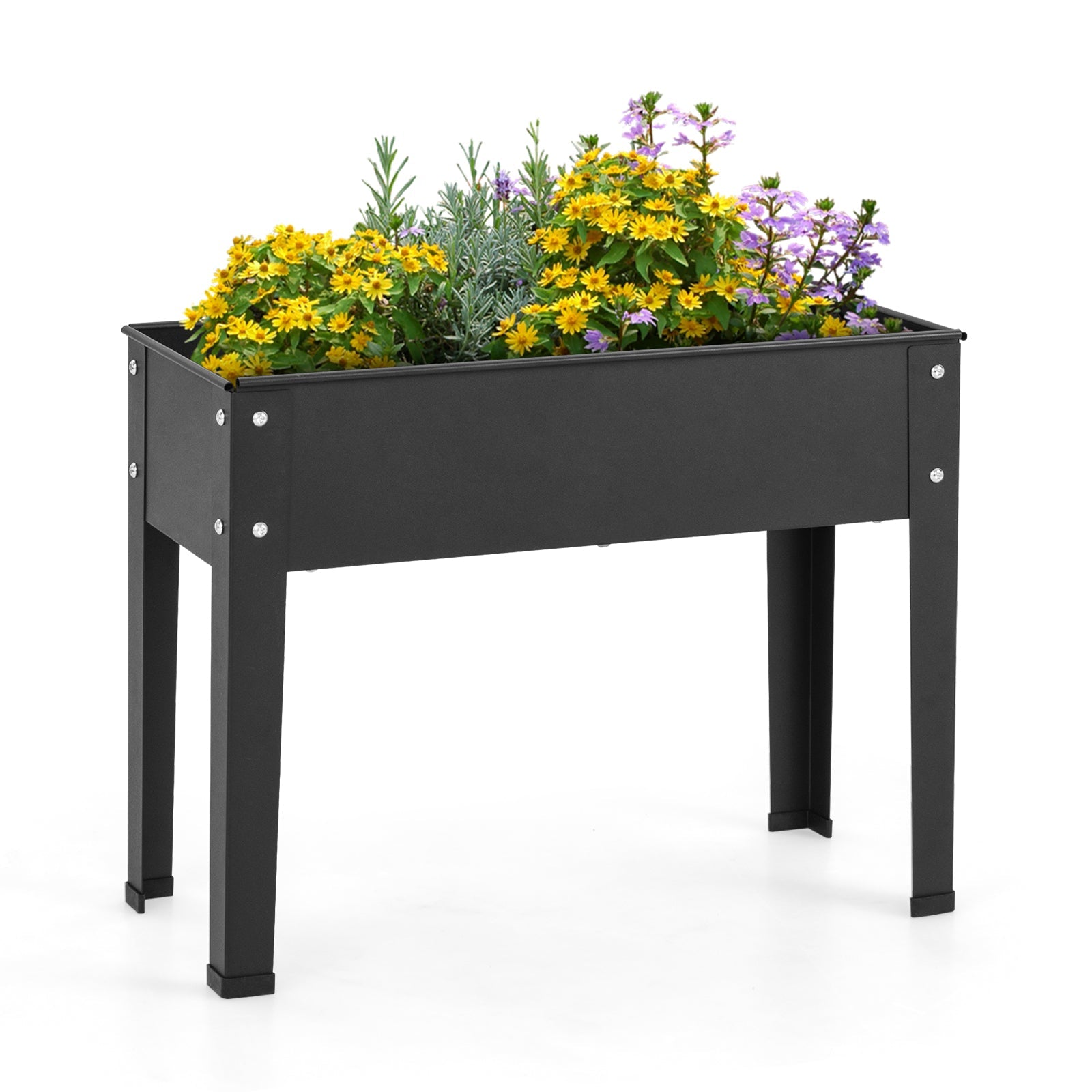 24x11 Metal Raised Garden Bed with Legs and Drainage Hole