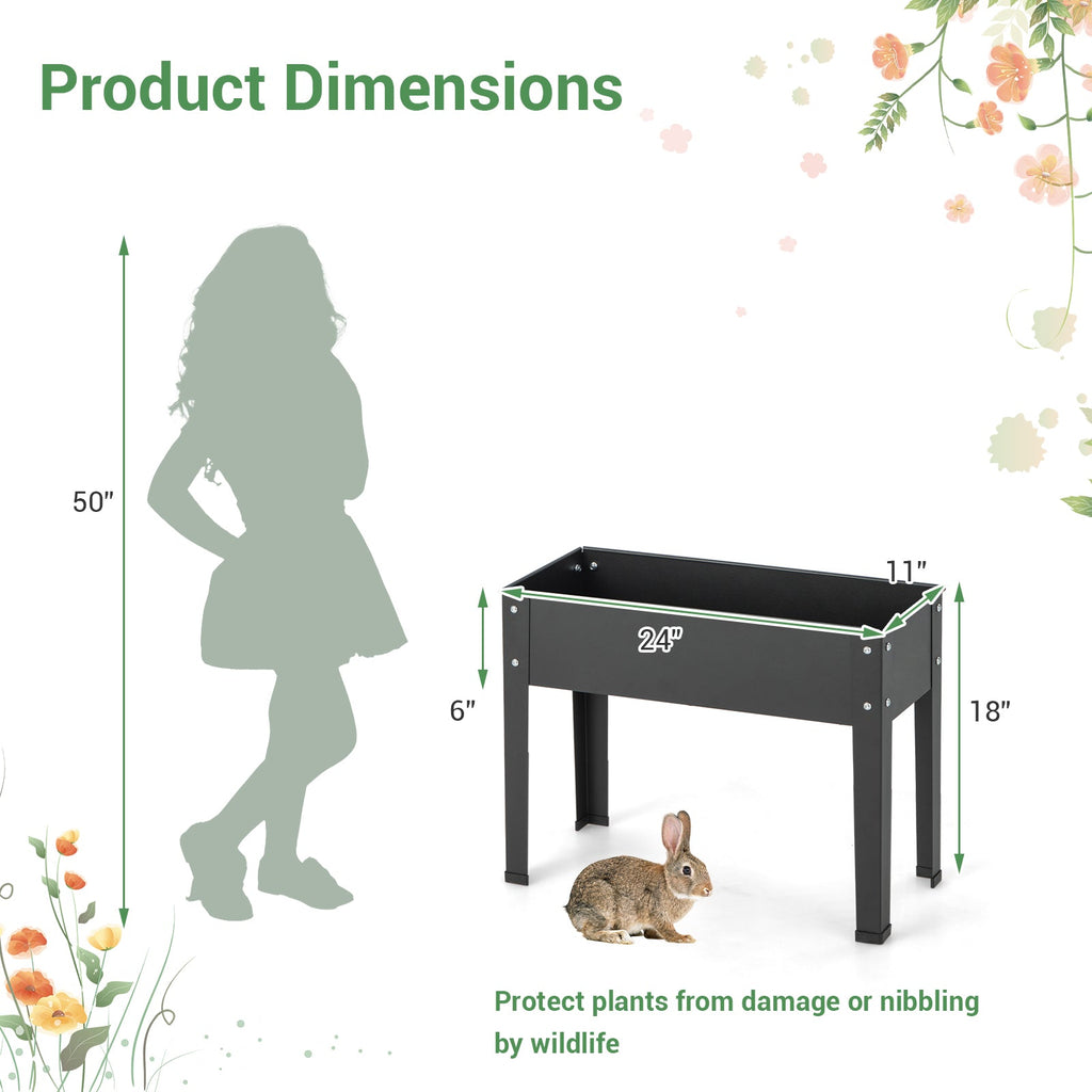 24x11 Metal Raised Garden Bed with Legs and Drainage Hole