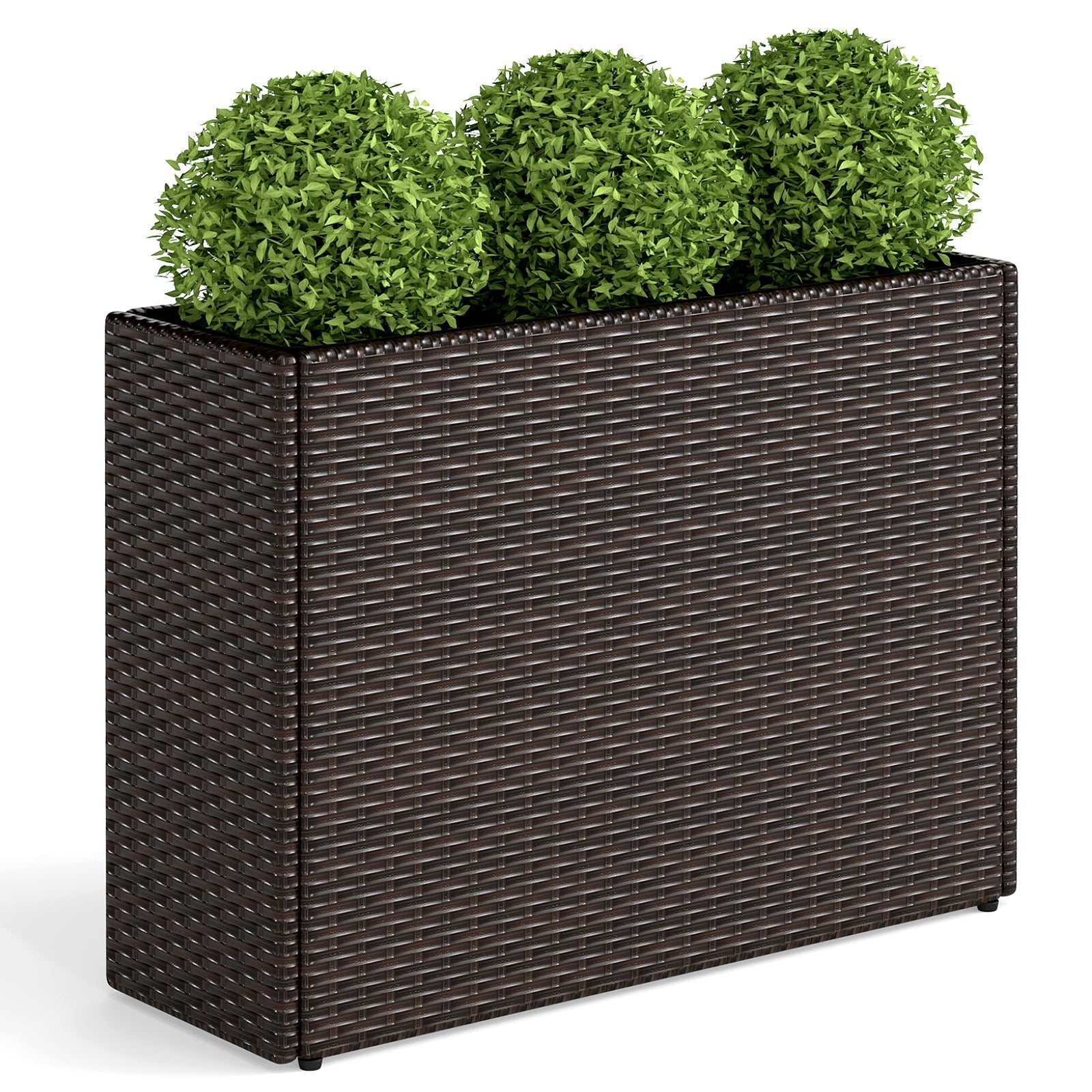 24 Inch Tall Raised Garden Bed All-Weather PE Rattan Wicker Flowerpot with Liner