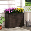 24 Inch Tall Raised Garden Bed All-Weather PE Rattan Wicker Flowerpot with Liner