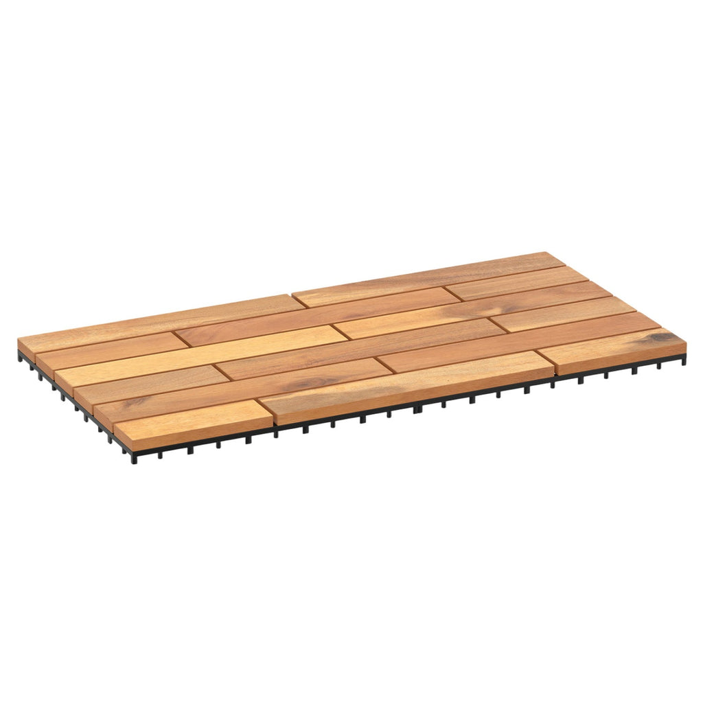 Acacia Wood Interlocking Deck Tiles 24x12 Inch - 24 Pack