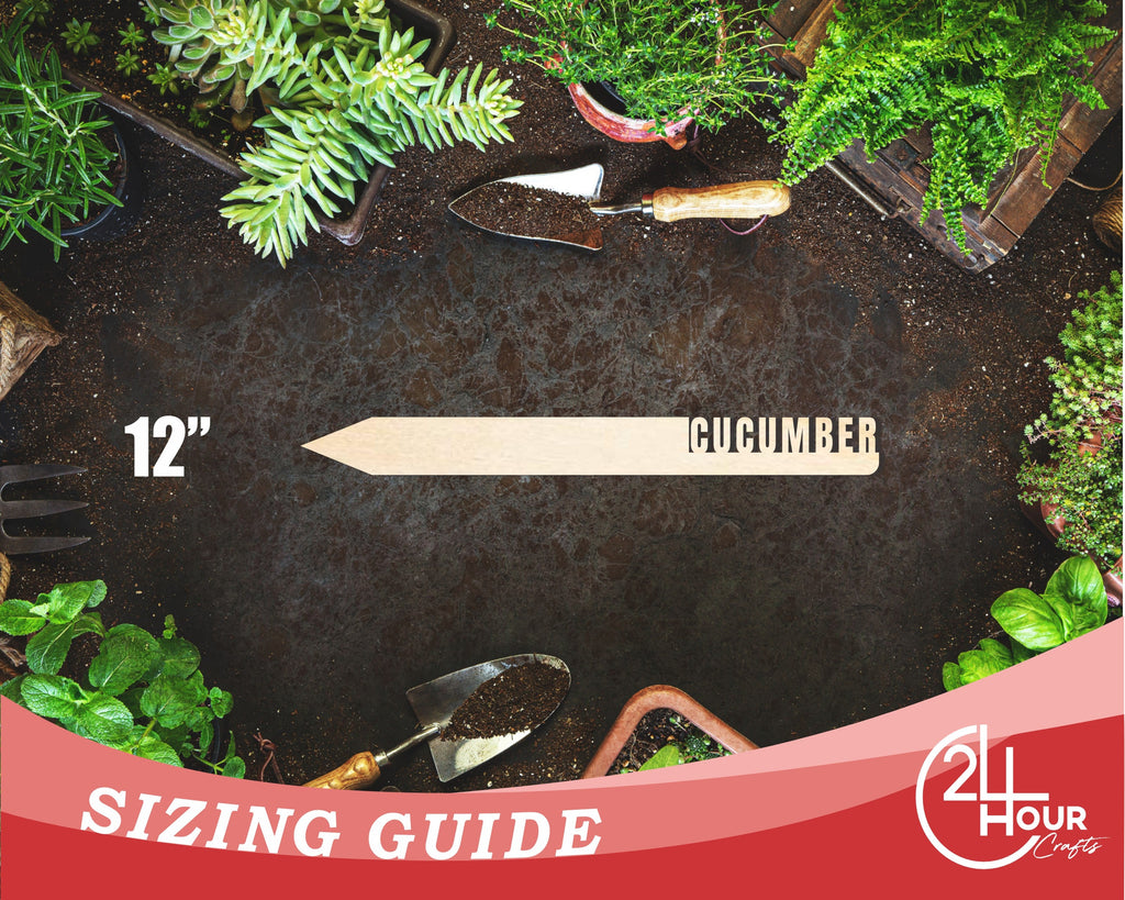 Unfinished Wood Cucumber Garden Stake | DIY Craft Cutout | up to 24" DIY