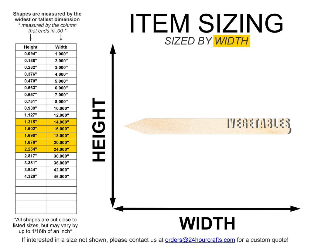 Unfinished Wood Vegetables Garden Stake | DIY Craft Cutout | up to 24" DIY