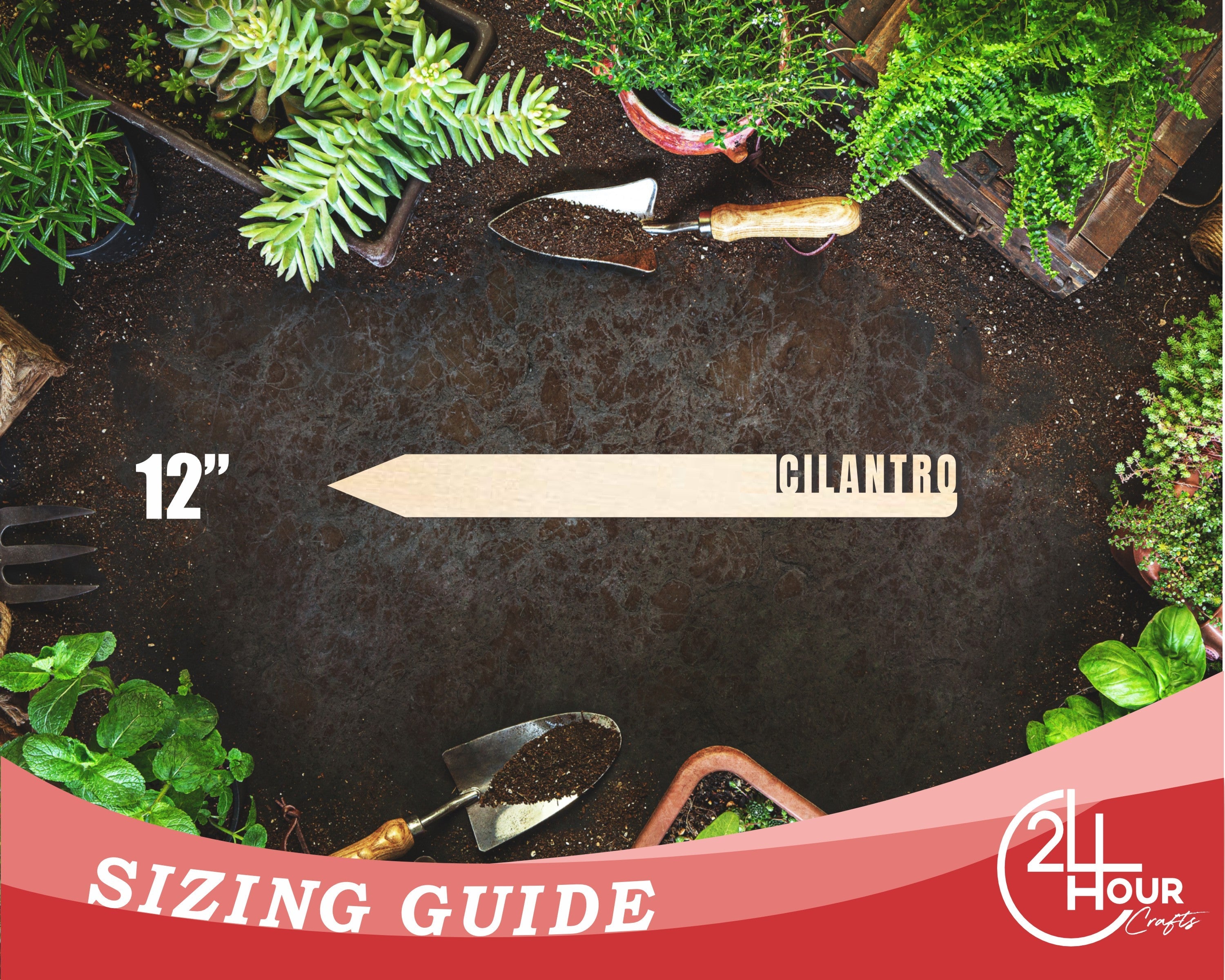 Unfinished Wood Cilantro Garden Stake | DIY Craft Cutout | up to 24" DIY