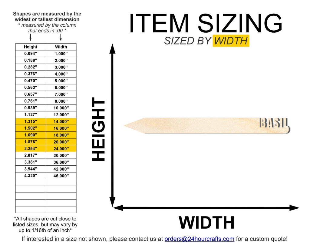 Unfinished Wood Basil Garden Stake | DIY Craft Cutout | up to 24" DIY
