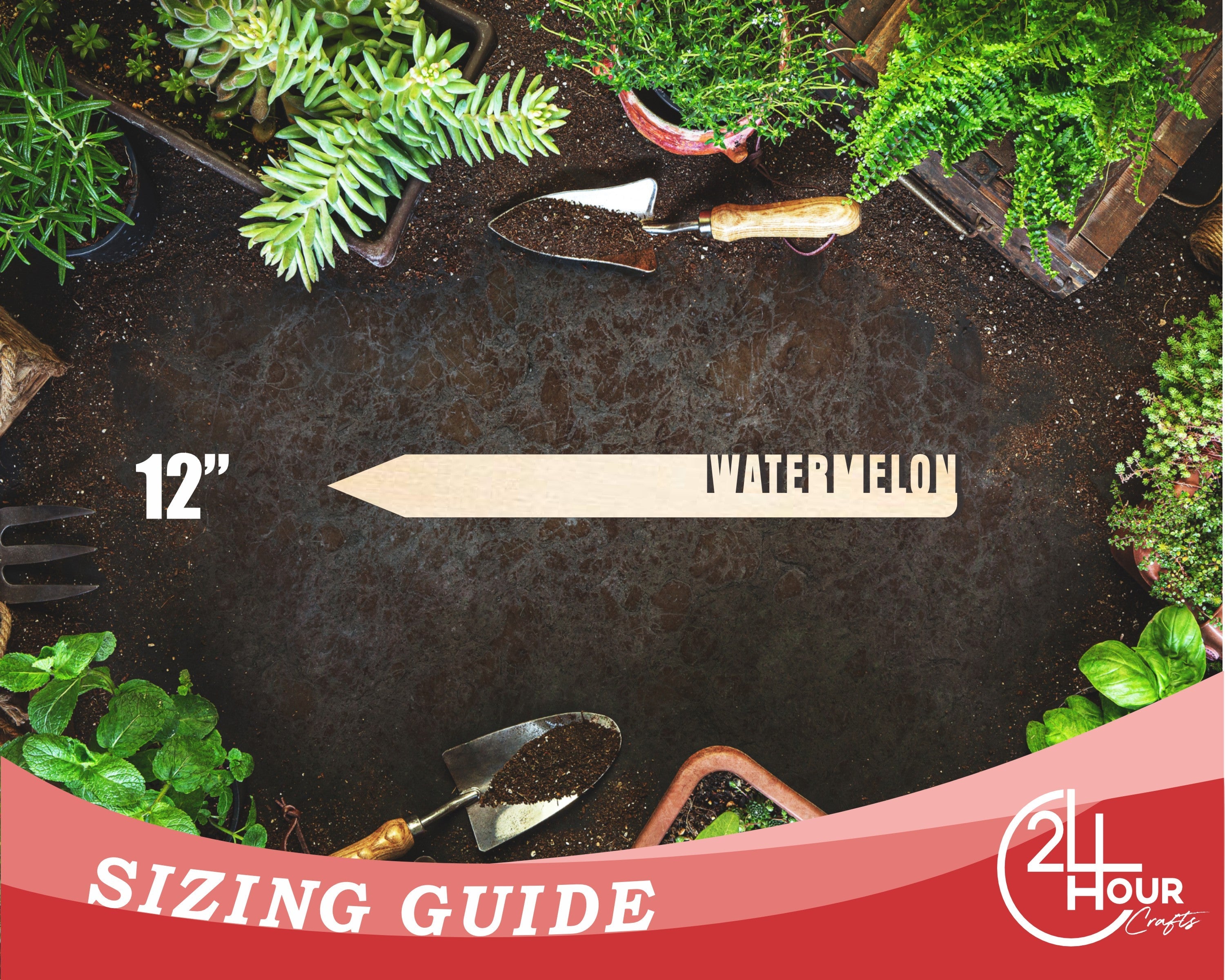 Unfinished Wood Watermelon Garden Stake | DIY Craft Cutout | up to 24" DIY