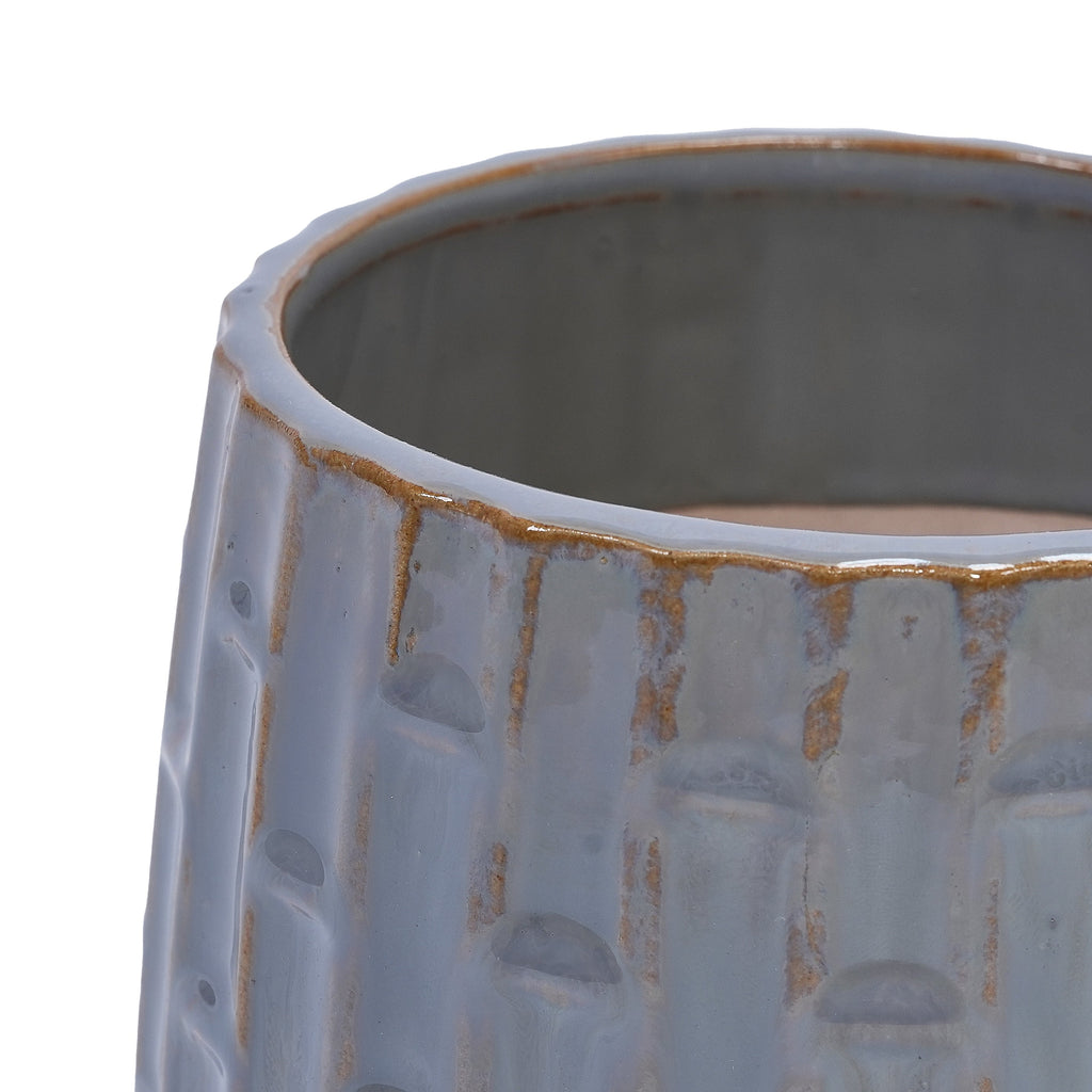 Set of 2 Ceramic Flowerpot, 7' Modern Planter for Patio, Garden, Windowsill - Grey