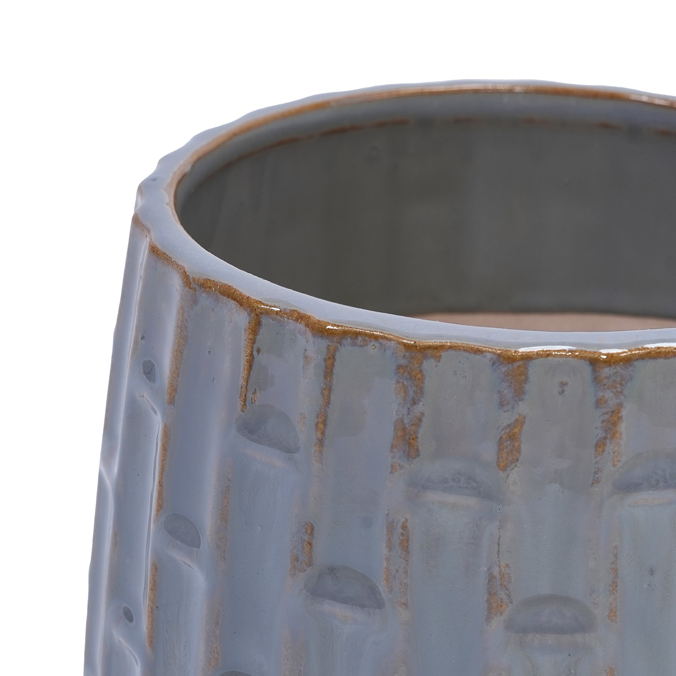 Set of 2 Ceramic Flowerpot, 7' Modern Planter for Patio, Garden, Windowsill - Grey