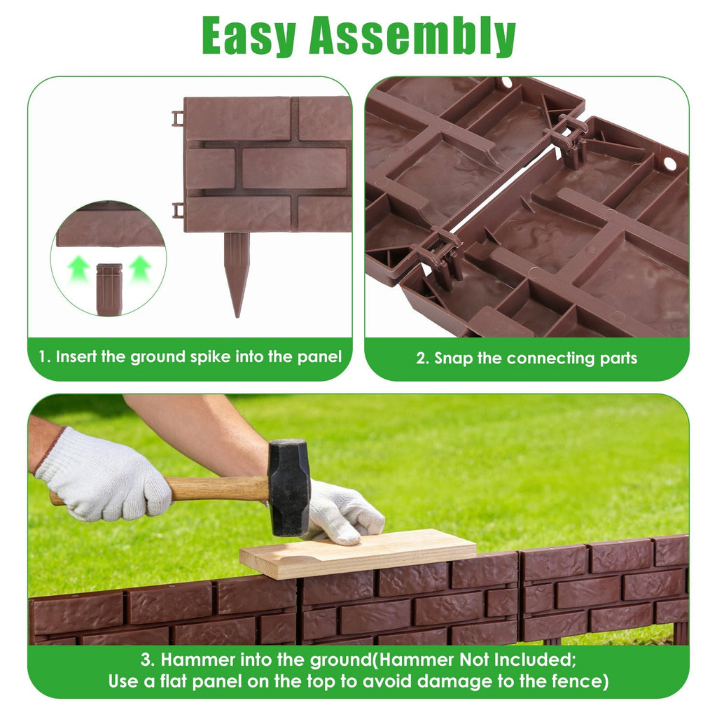 Garden Border Edging Panels 12-Pack with Rotatable Connectors