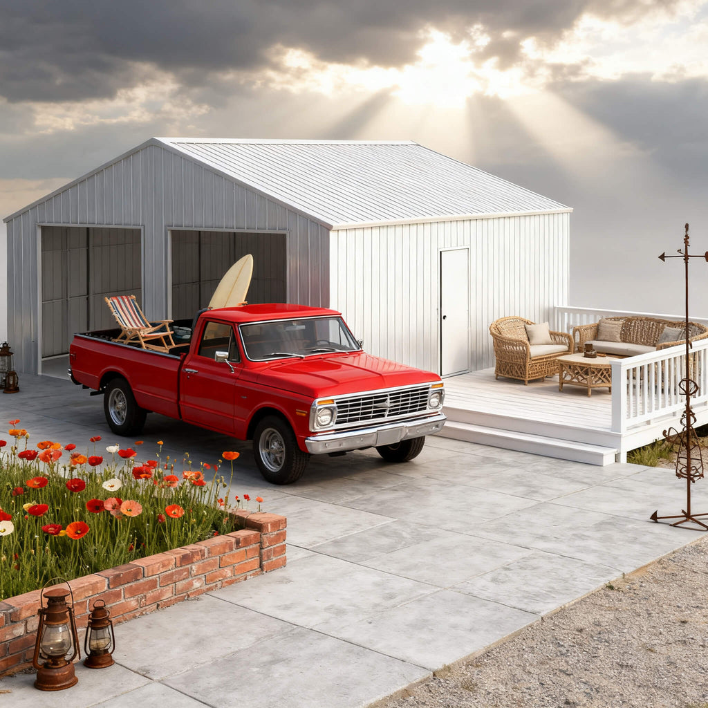 [25X33FT] Heavy-Duty Double Garage Galvanized Steel Barn Shed (SAK61234)