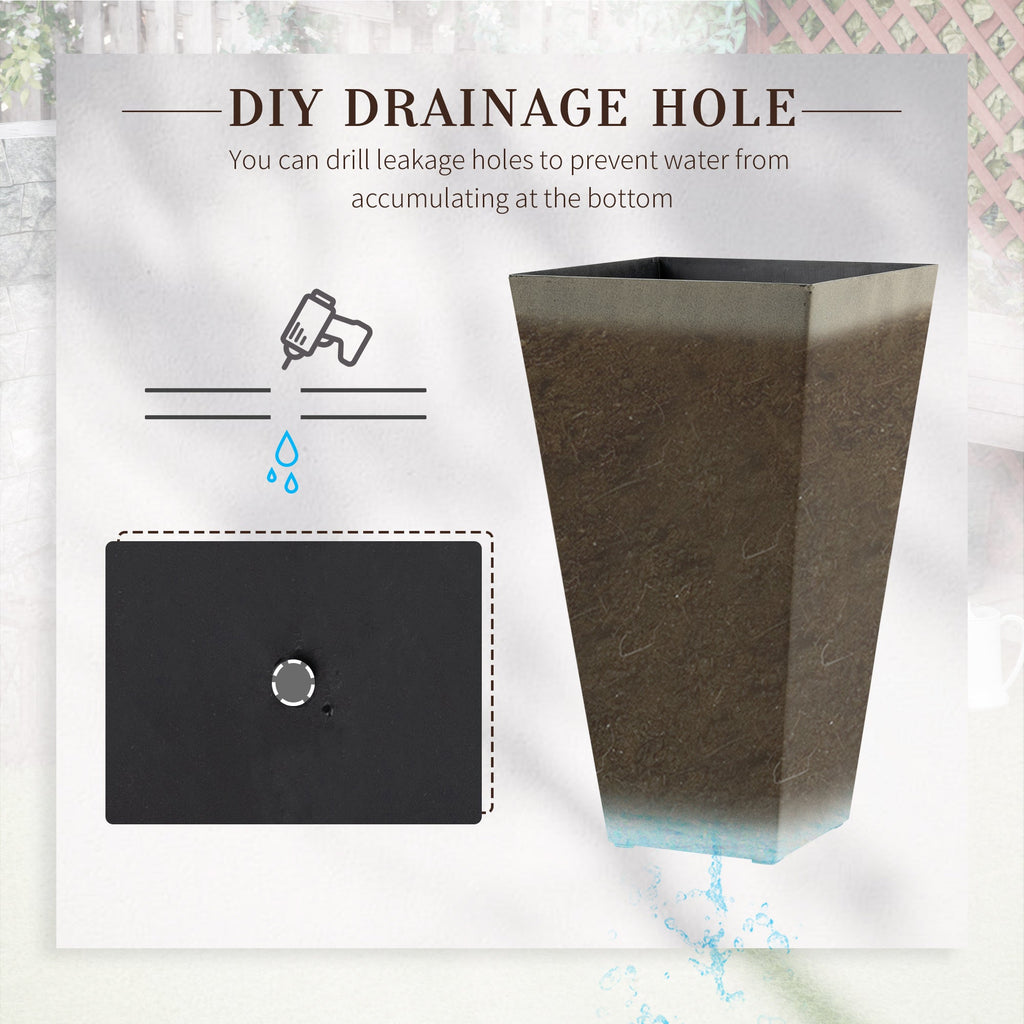 Outsunny Set of 3 Tall Planters with Drainage Hole, 28' Outdoor Flower Pots, Indoor Planters for Porch Patio and Deck, Gray