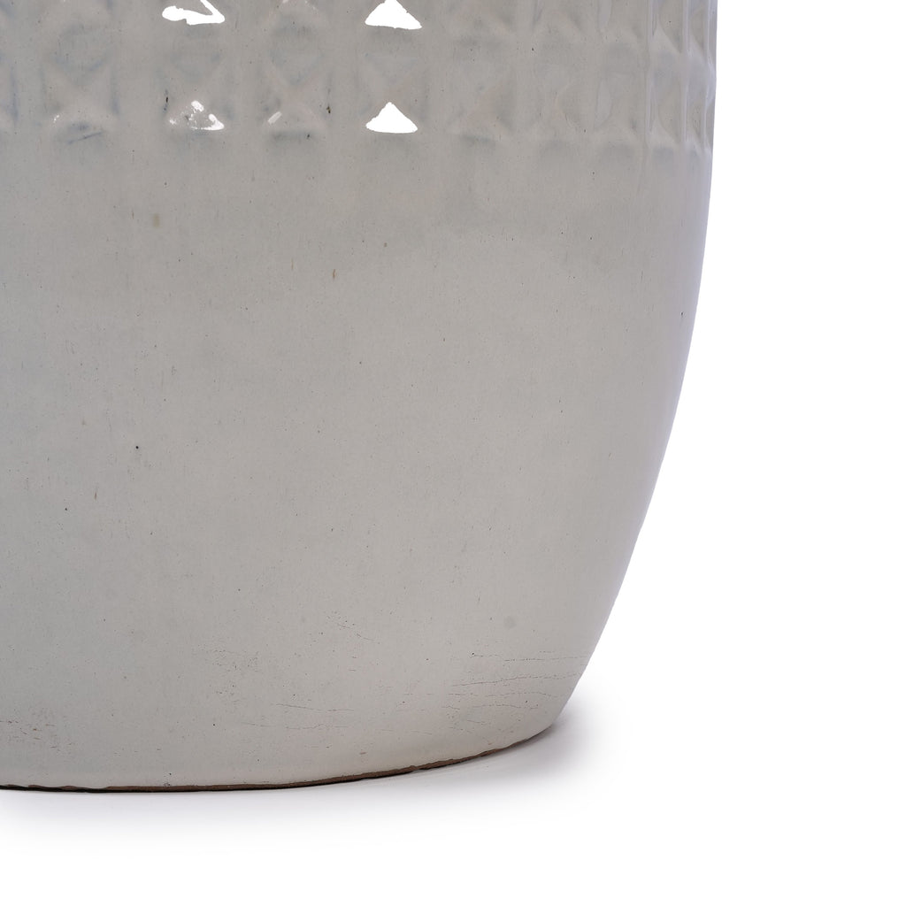 Set of 3 Ceramic Flowerpot, Modern Planter for Patio, Garden, Windowsill - Ancient White