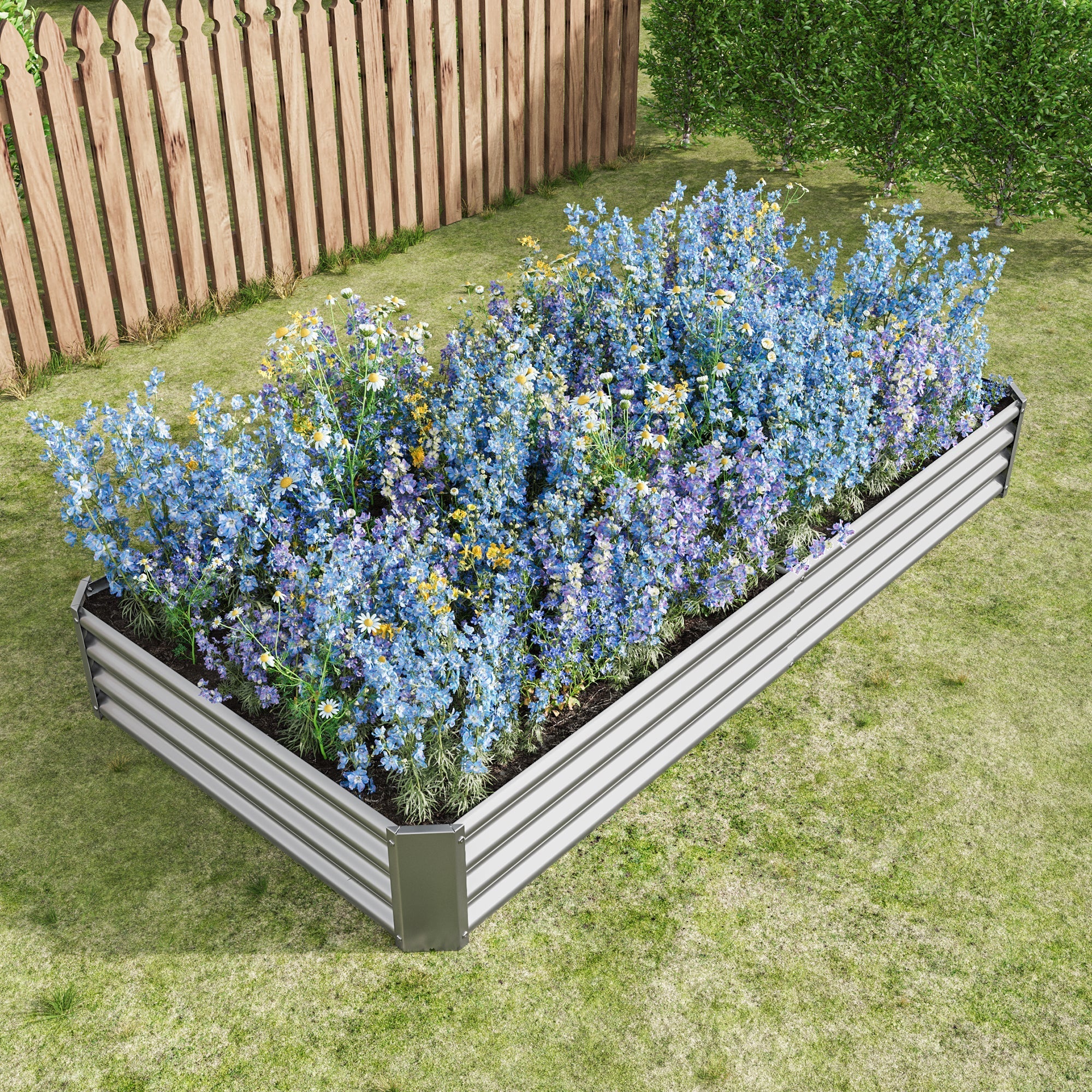 Raised Garden Bed Kit - Metal Raised Bed Garden 7.6x3.7x0.98ft