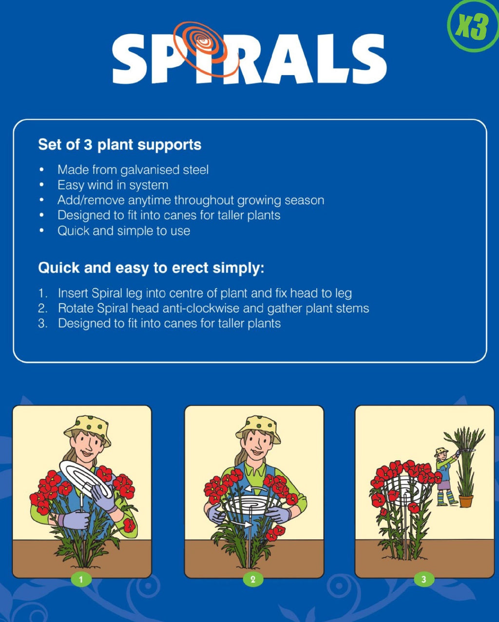 Spirals  Multi-Stem Plant Supports – Set of 3