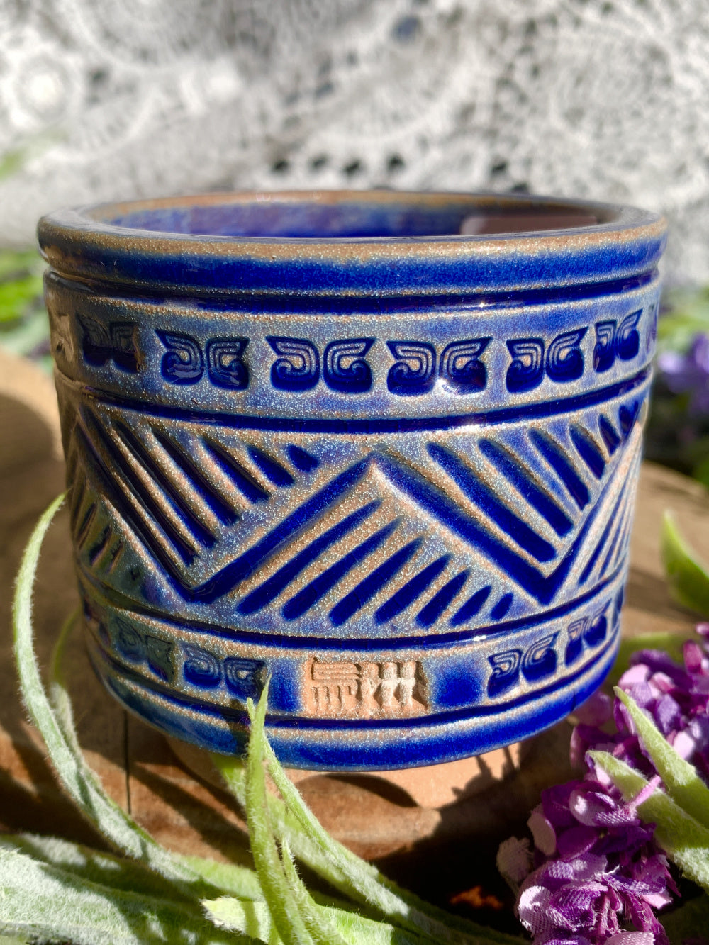 WS0016 Rustic Handmade Clay Planter Pot - Pot rim diameter: 2.3"