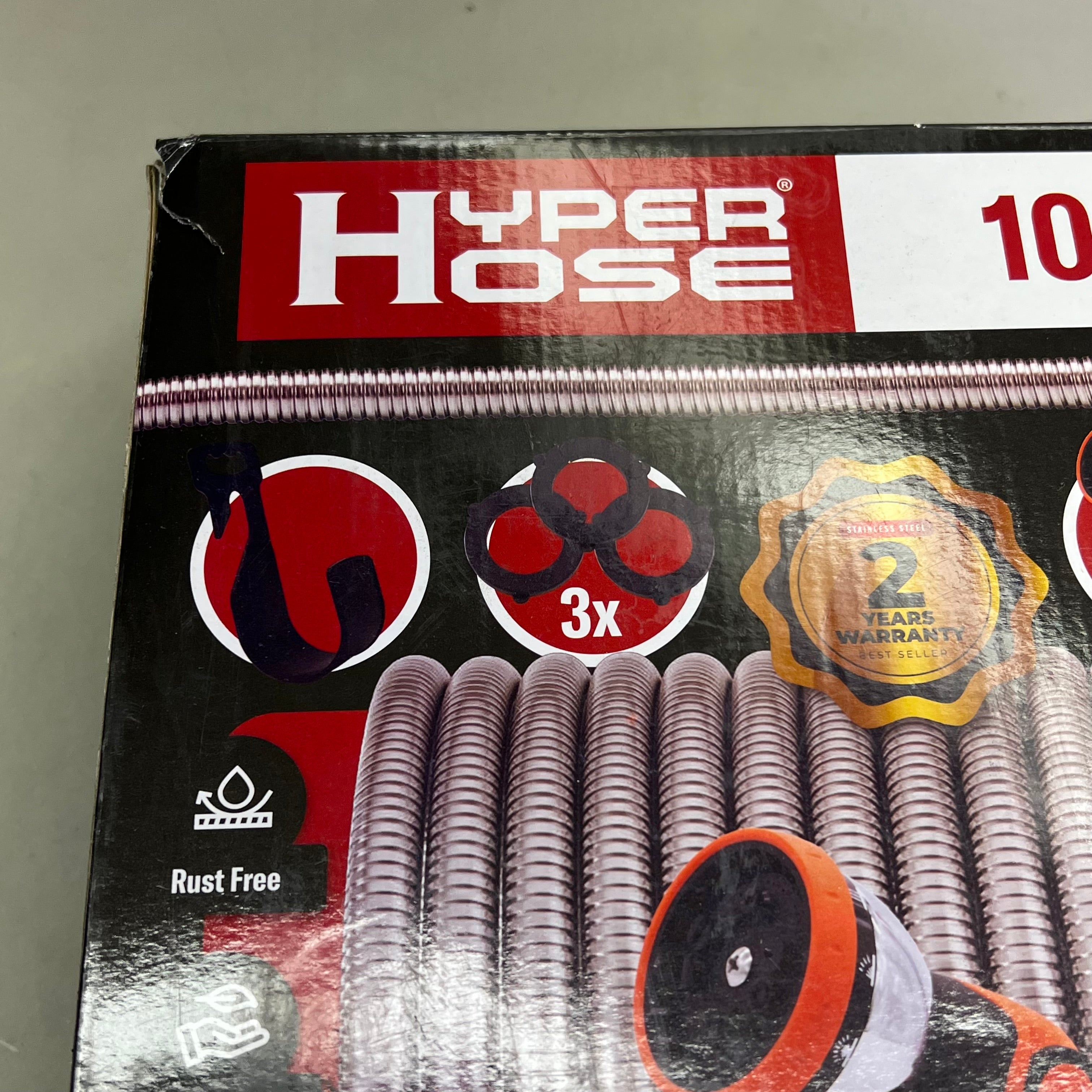 HYPER HOSE Metal Garden Hose Kit No-Kink 316 Stainless Steel Leak Proof 100'
