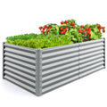 6 x 3 x 2 Feet Metal Rectangular Raised Garden Bed with Open Bottom Design