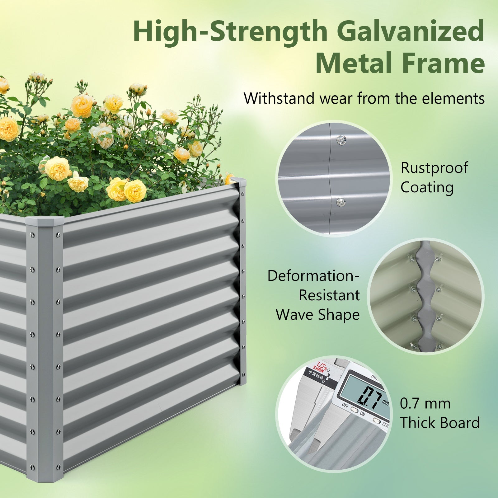 3x6x2 Metal Rectangular Raised Garden Bed