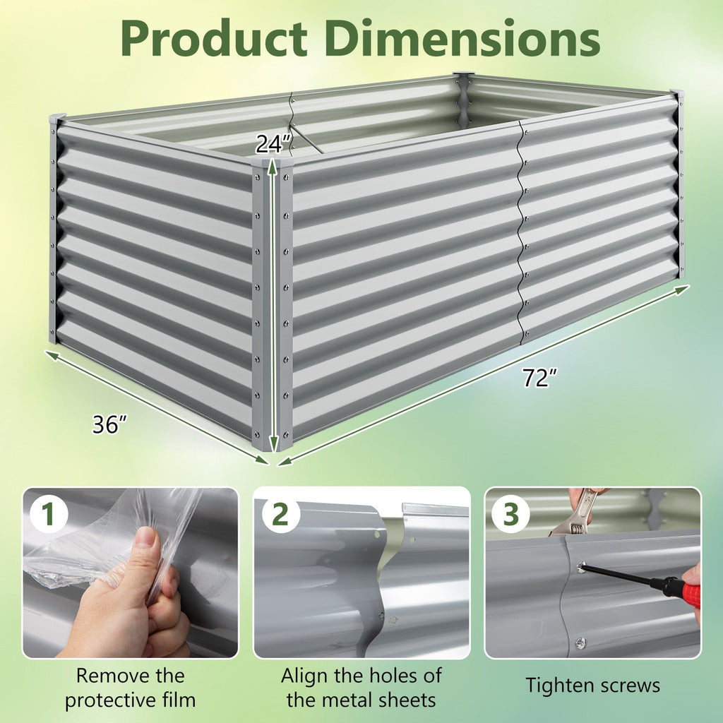 3x6x2 Metal Rectangular Raised Garden Bed