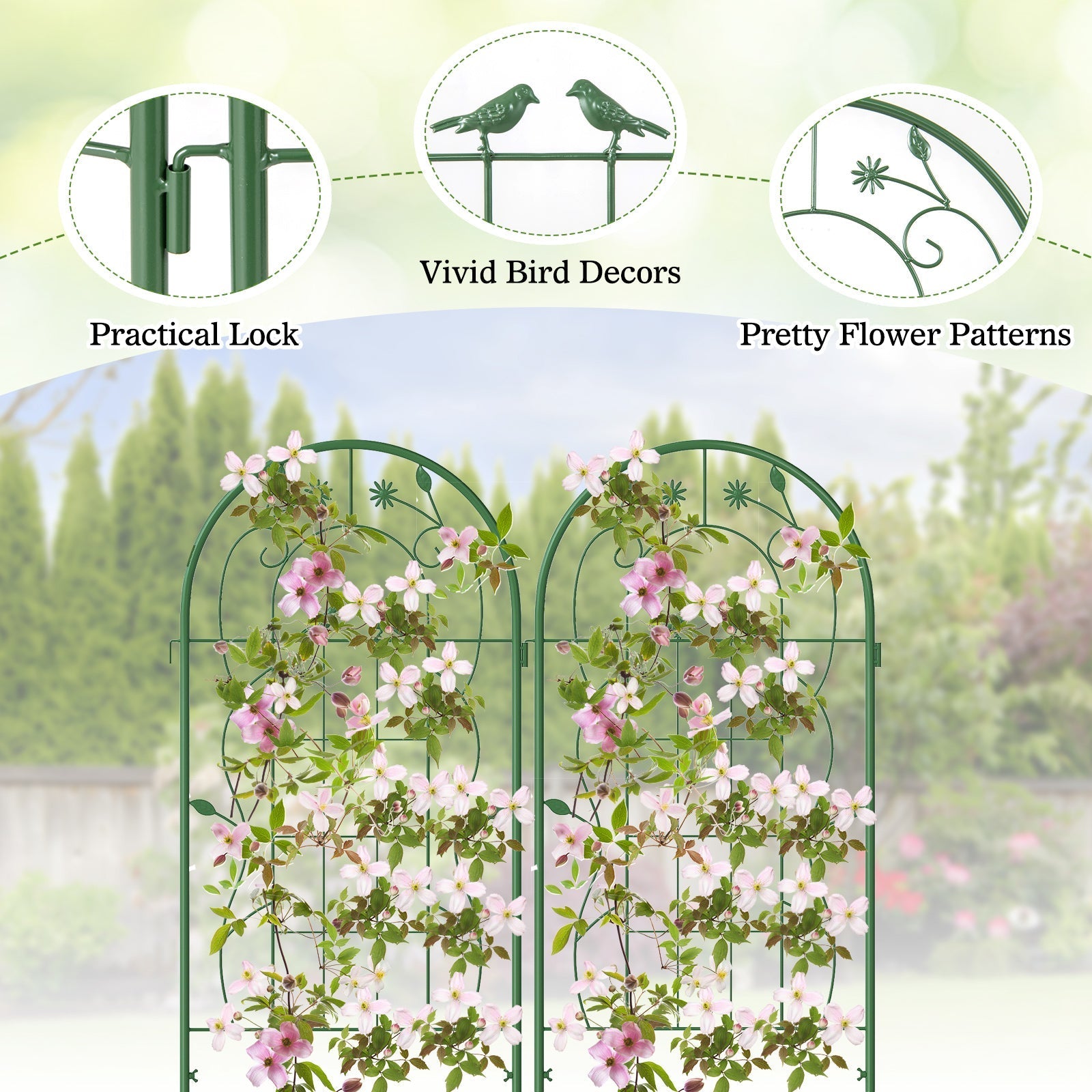 2 Pack 71 x 20 Inch Metal Garden Trellis Rustproof Plant Support for Climbing Plants