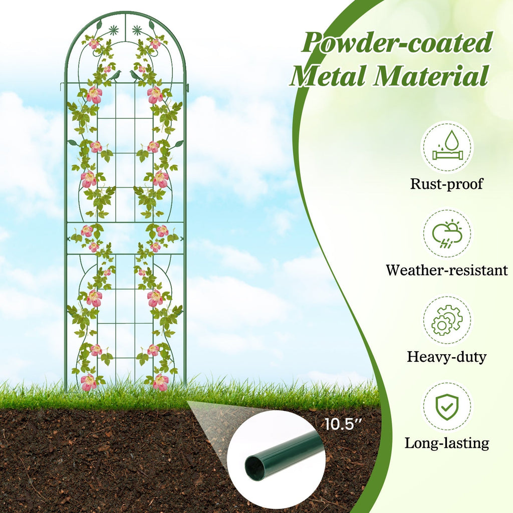 2 Pack 71 x 20 Inch Metal Garden Trellis Rustproof Plant Support for Climbing Plants