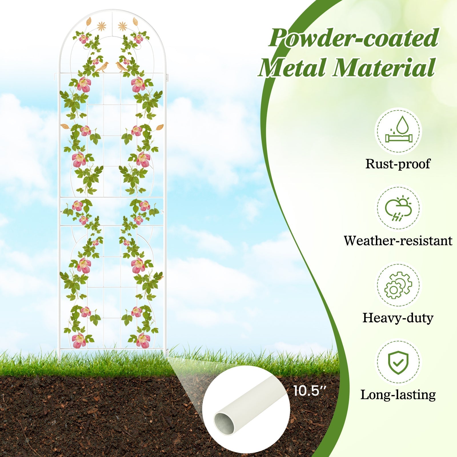 2 Pack 71 x 20 Inch Metal Garden Trellis Rustproof Plant Support for Climbing Plants