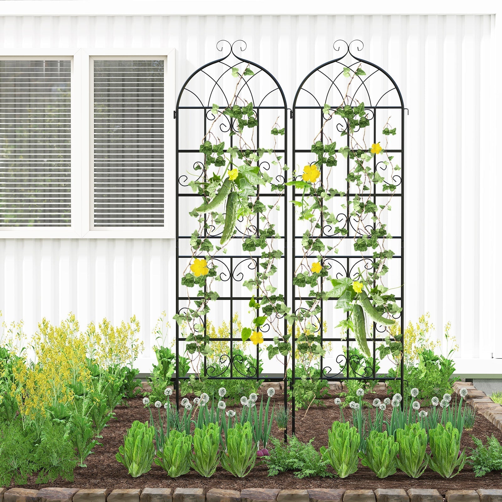2 Pack 71" x 20" Metal Garden Trellis for Outdoor Climbing Plants