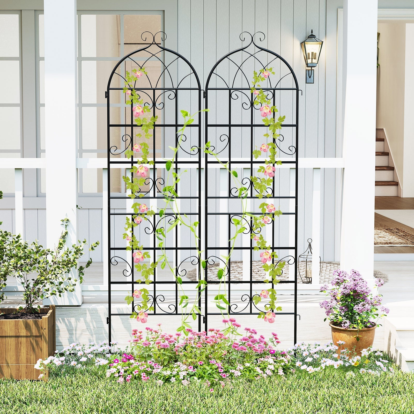 2 Pack 71" x 20" Metal Garden Trellis for Outdoor Climbing Plants