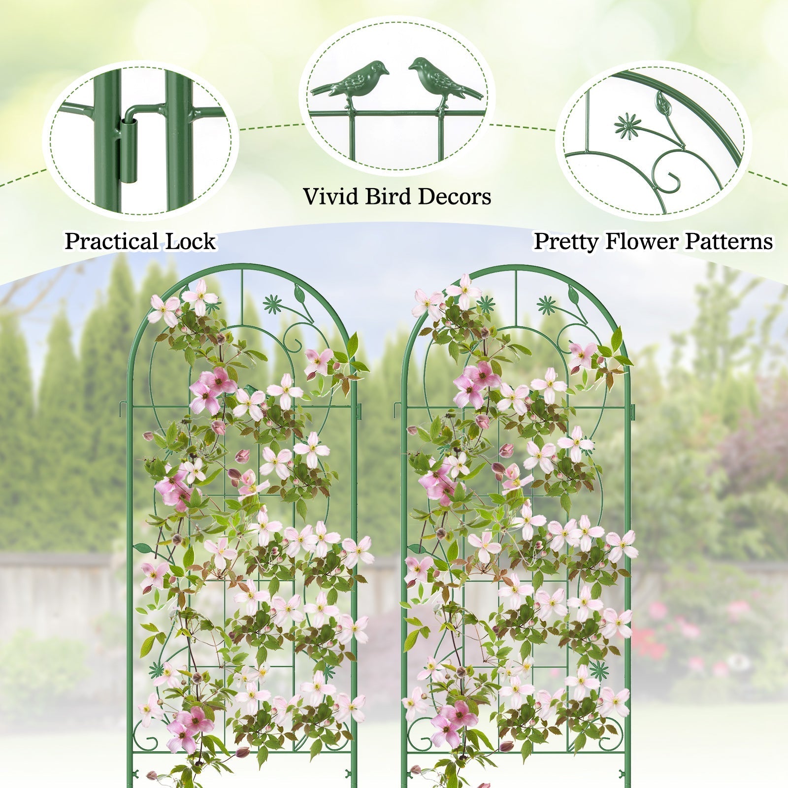 2 Pack 86.5 x 20 Inches Metal Garden Trellis for Climbing Plants