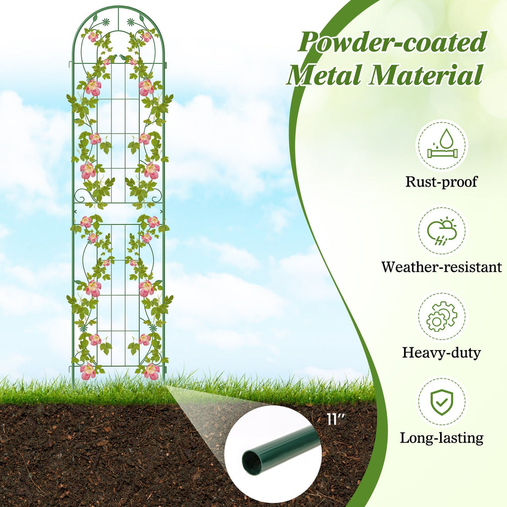 2 Pack 86.5 x 20 Inches Metal Garden Trellis for Climbing Plants