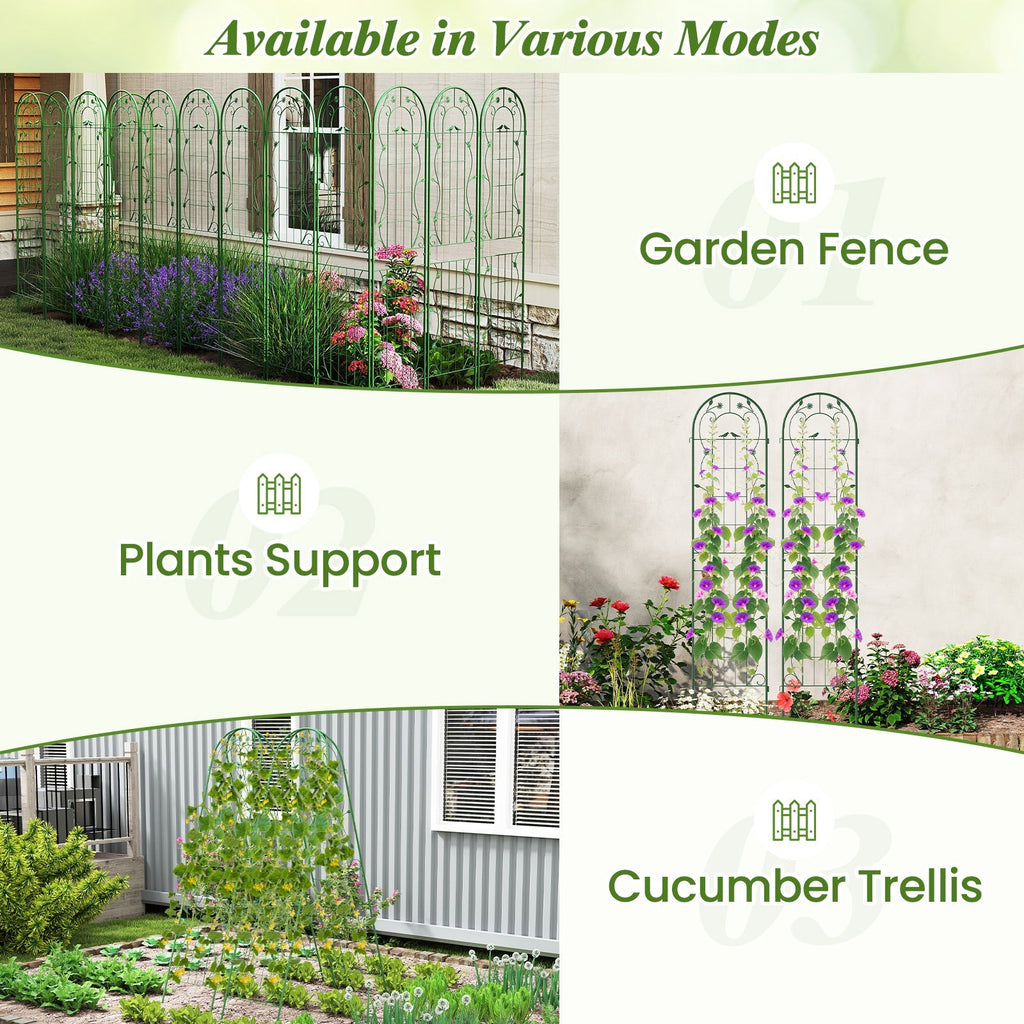 2 Pack 86.5 x 20 Inches Metal Garden Trellis for Climbing Plants