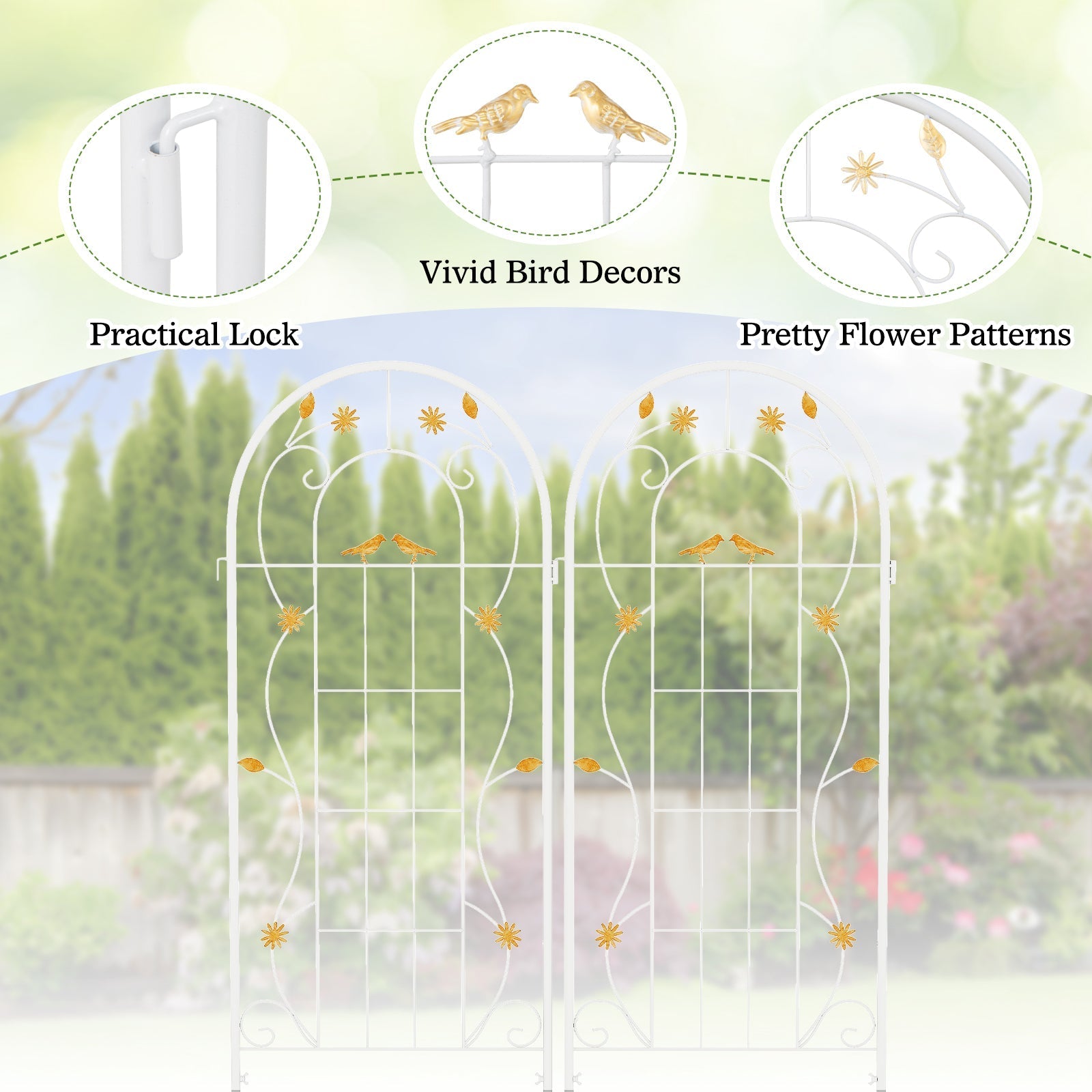2 Pack 86.5 x 20 Inches Metal Garden Trellis for Climbing Plants