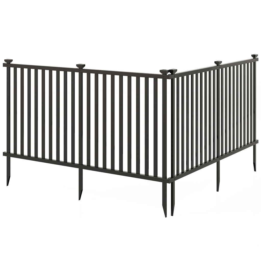 2 Piece 80 x 51 Inch Vinyl Picket Fence for Garden-Black