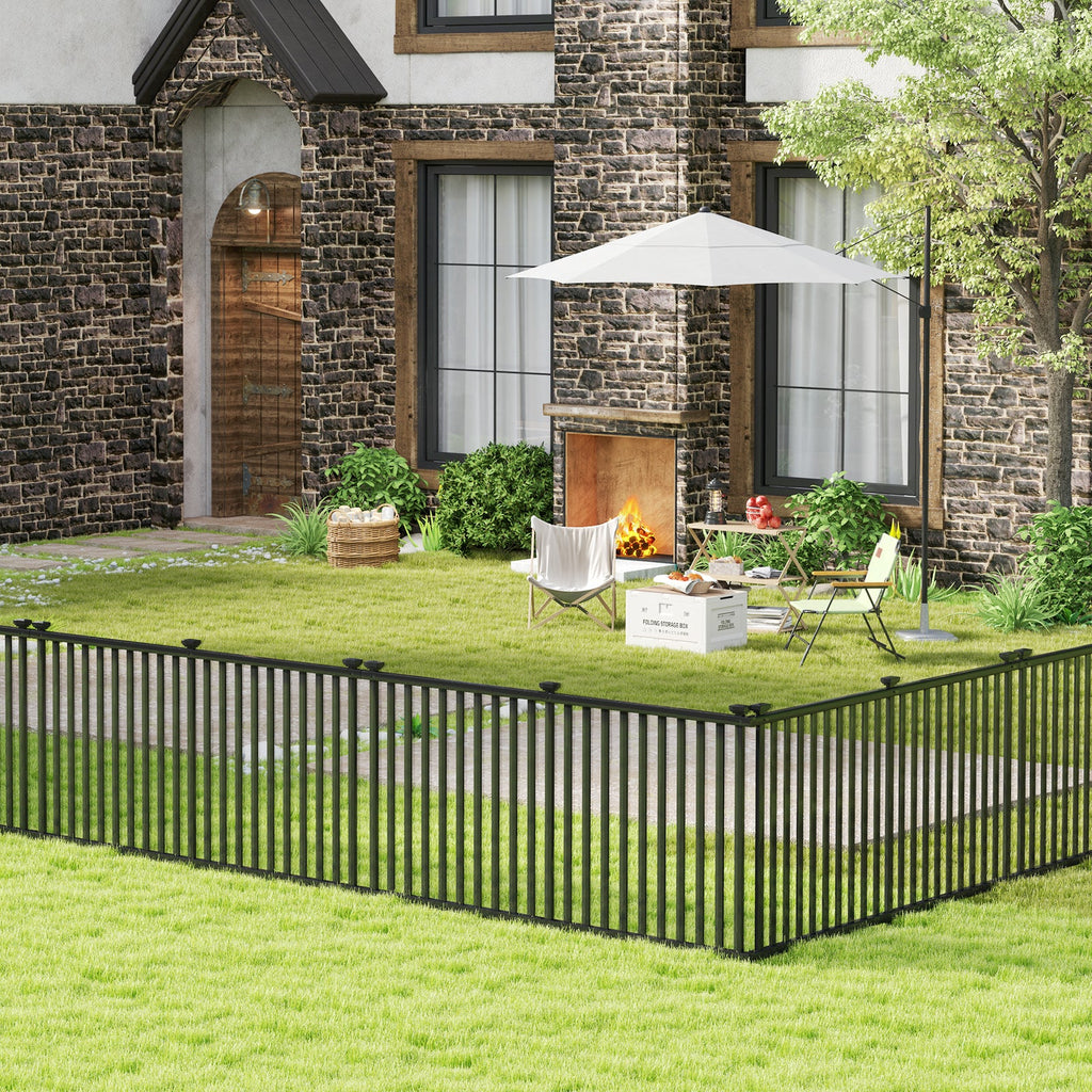 2 Piece 80 x 51 Inch Vinyl Picket Fence for Garden-Black