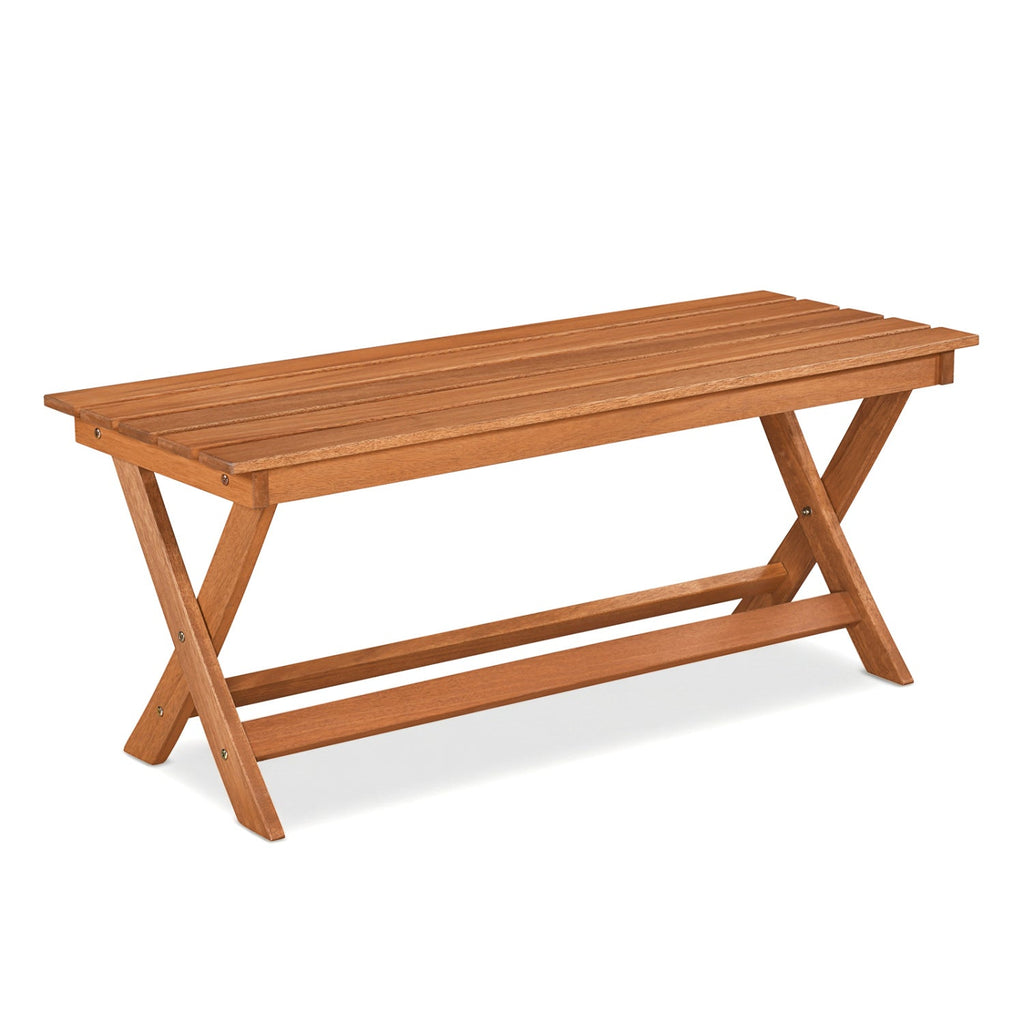 2-Seat Wooden Garden Patio Bench with X-Shaped Legs
