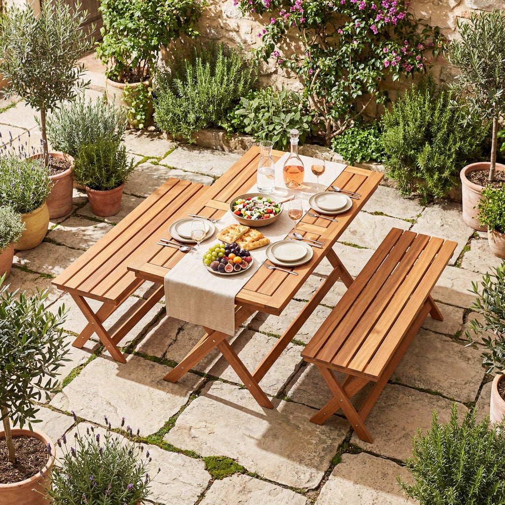 2-Seat Wooden Garden Patio Bench with X-Shaped Legs