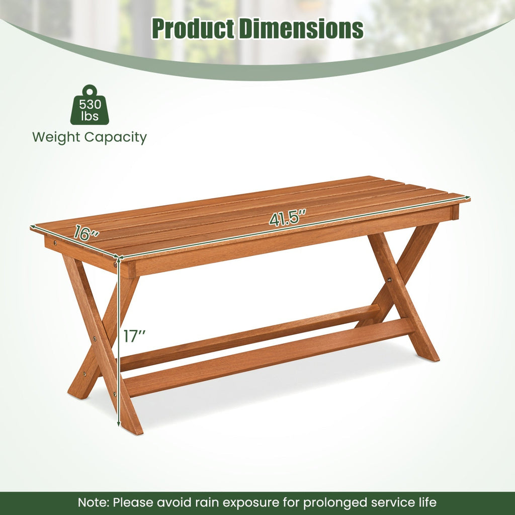 2-Seat Wooden Garden Patio Bench with X-Shaped Legs