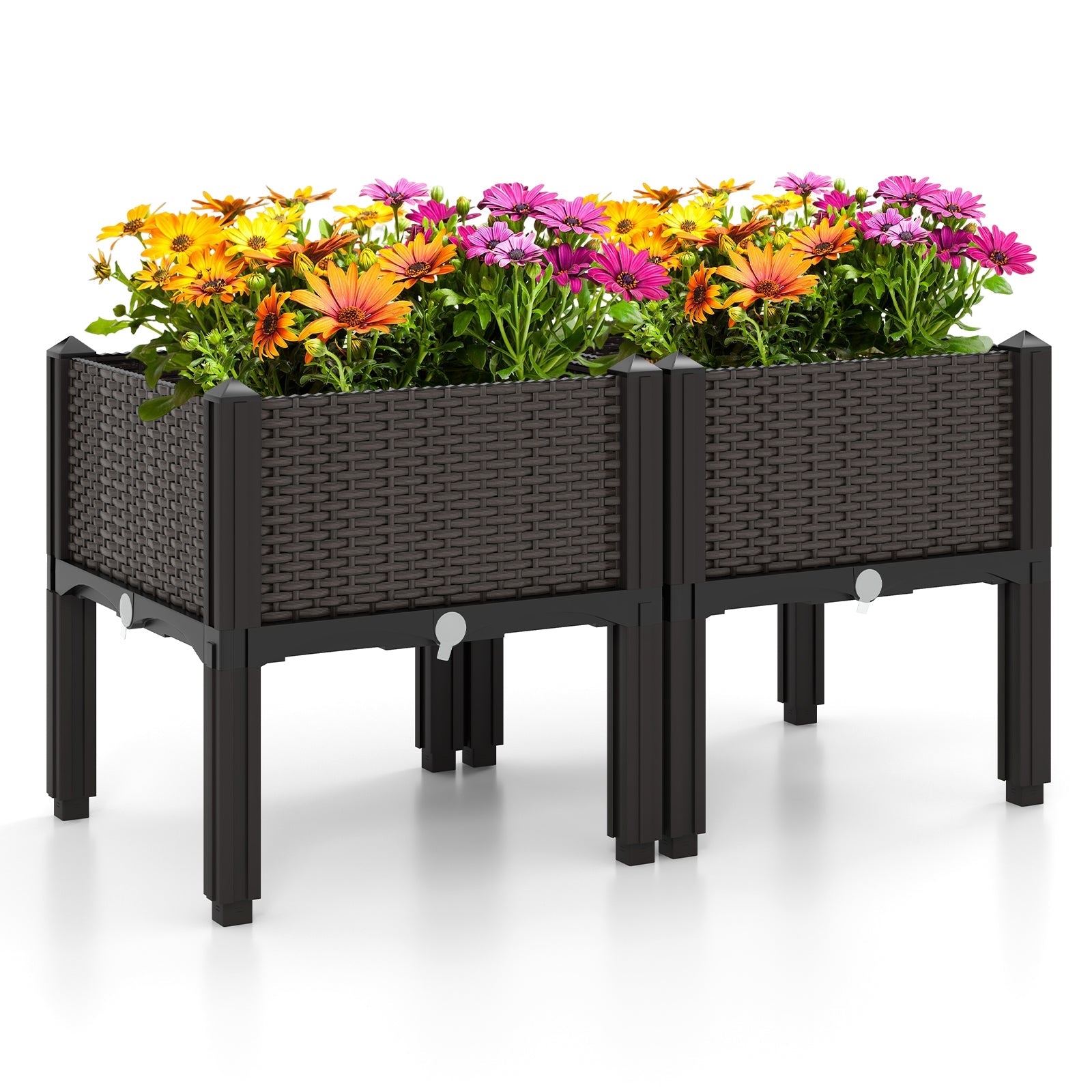 Set of 2 18x16x16 Elevated Plastic Planter - Mini Raised Garden Bed
