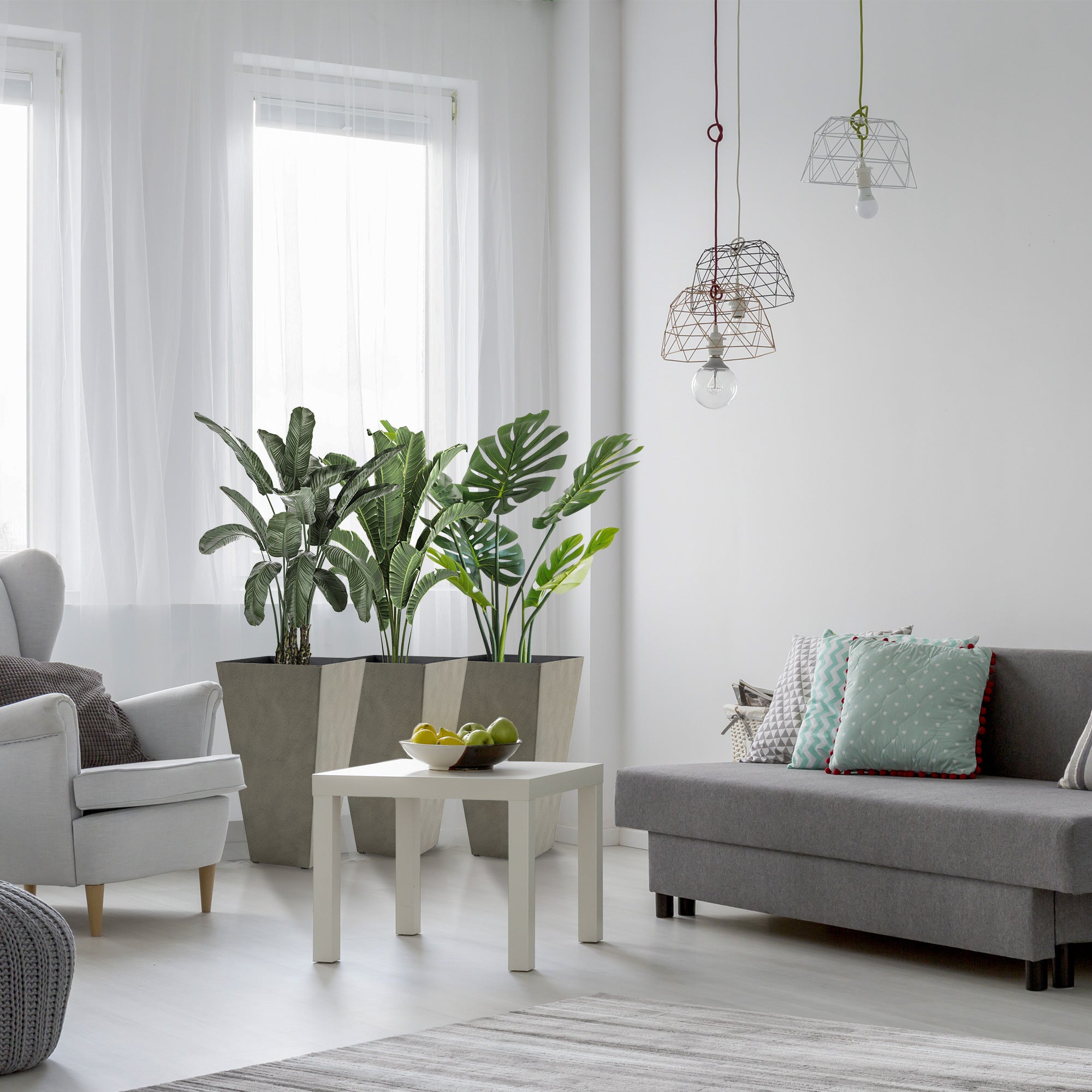 Outsunny Set of 3 Tall Planters with Drainage Hole, 28' Outdoor Flower Pots, Indoor Planters for Porch Patio and Deck, Gray