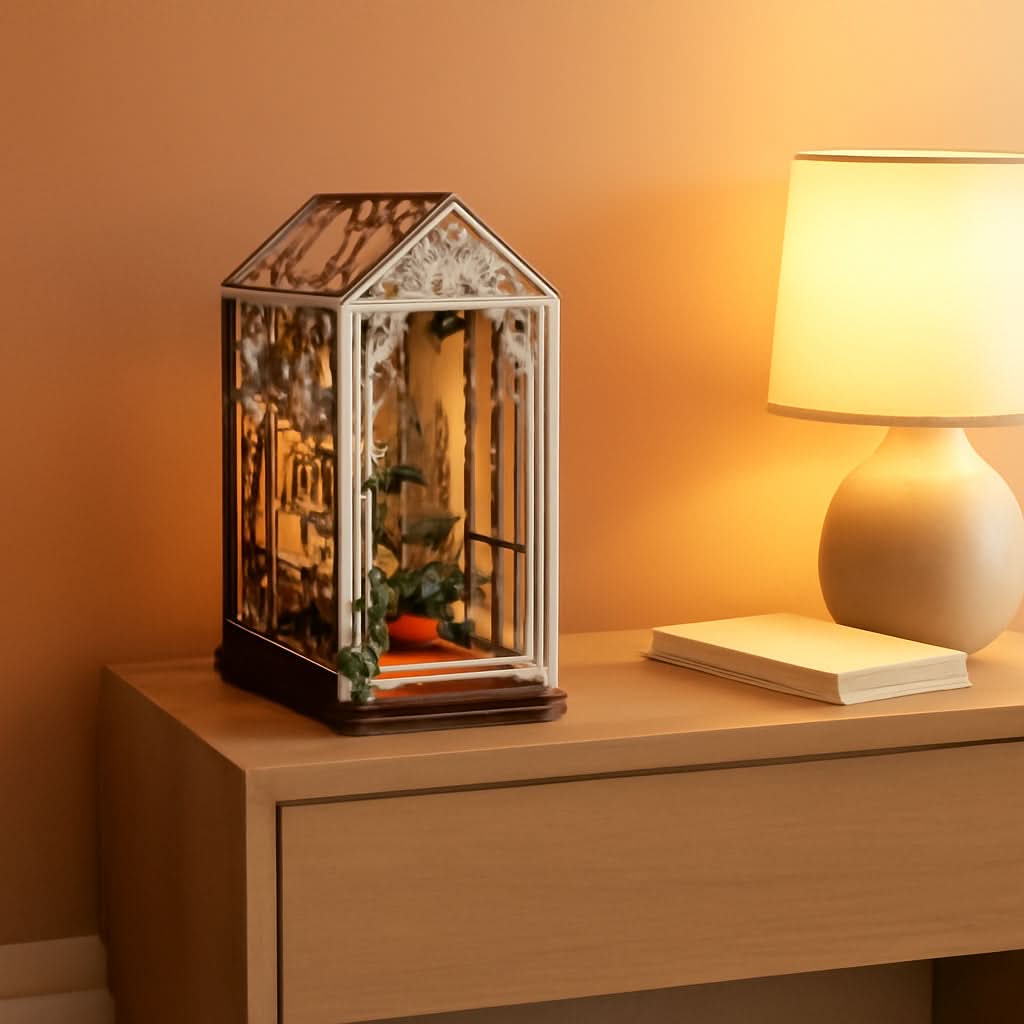DIY Garden House Book Nook Kit With LED Lights Bookshelf