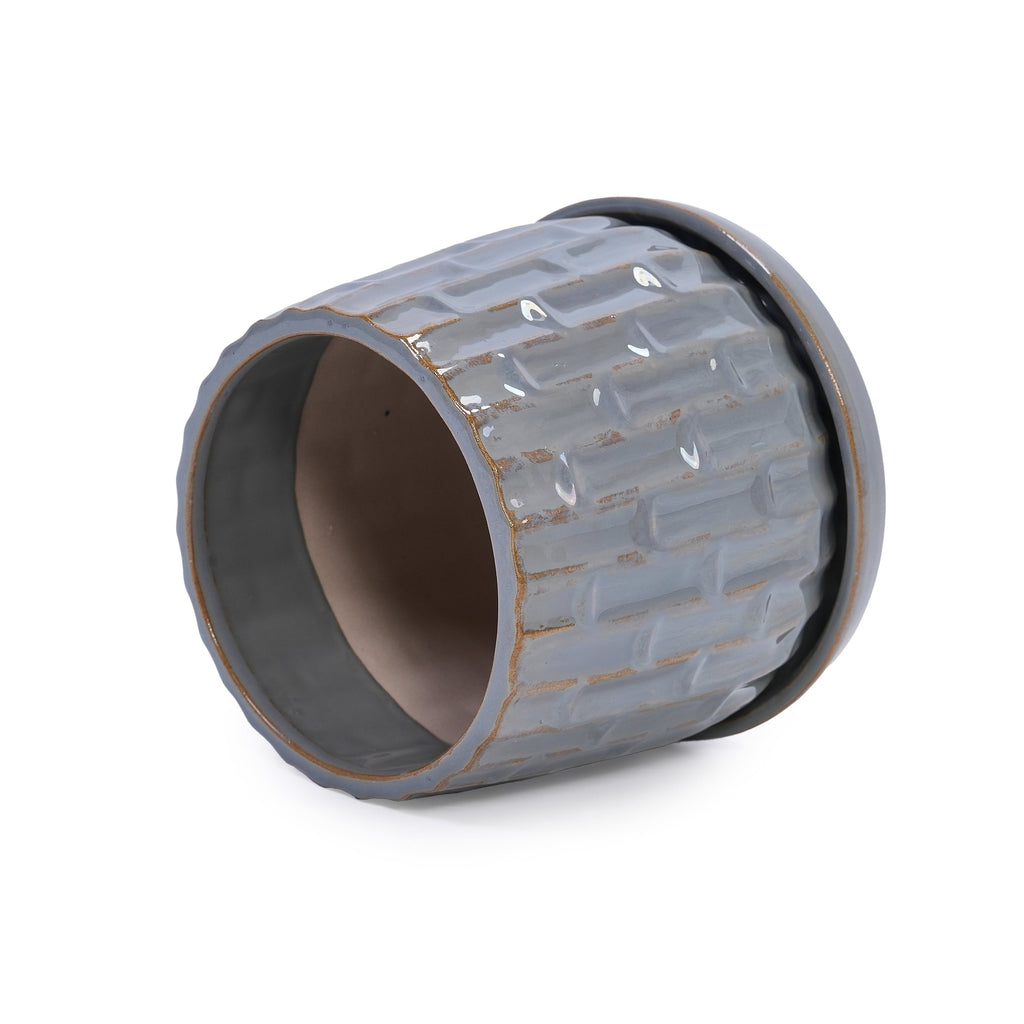 Set of 2 Ceramic Flowerpot, 7' Modern Planter for Patio, Garden, Windowsill - Grey