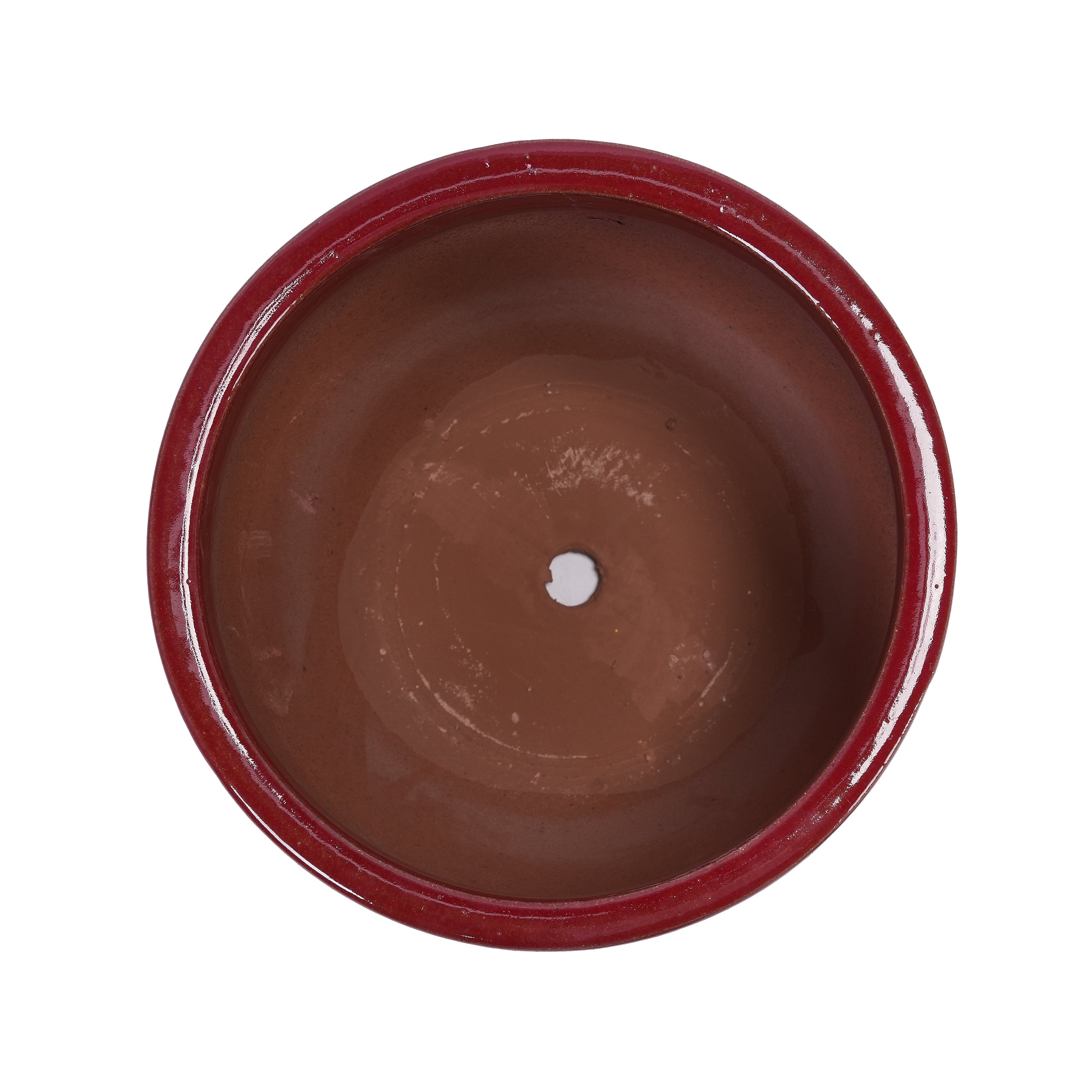 Set of 3 Ceramic Flowerpot, Modern Planter for Patio, Garden, Windowsill - Red