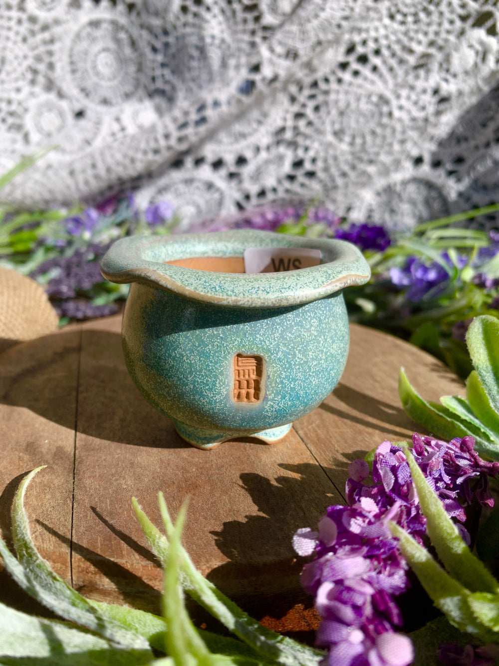 WS0011 Handmade Artisan Pottery Planter Pot - Pot rim diameter: 1.8"