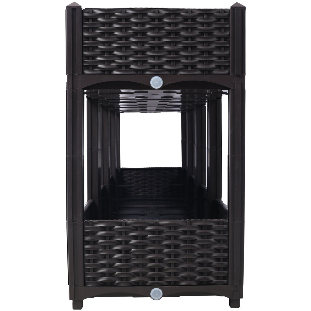 Planter Raised Beds - Elevated Planter Garden Box with Drainage Plug Raised Garden Beds for Vegetable/Flower/Herb Outdoor Standing Planter Beds Gardening Kit,Brown,63'x15.7'x27.7'