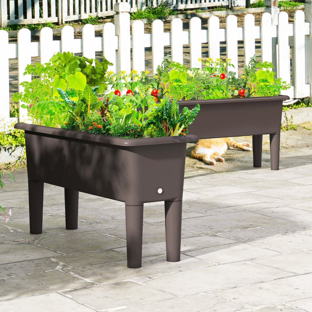 2 PCS Raised Garden Beds Self-Watering Planter Box with Detachable Legs and Drainage Hole